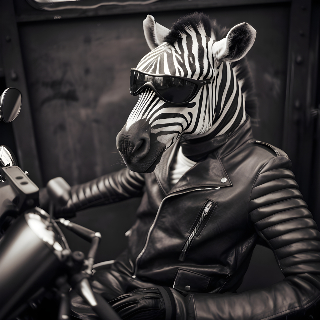 A black and white photo of a zebra wearing sunglasses - Impossible ...