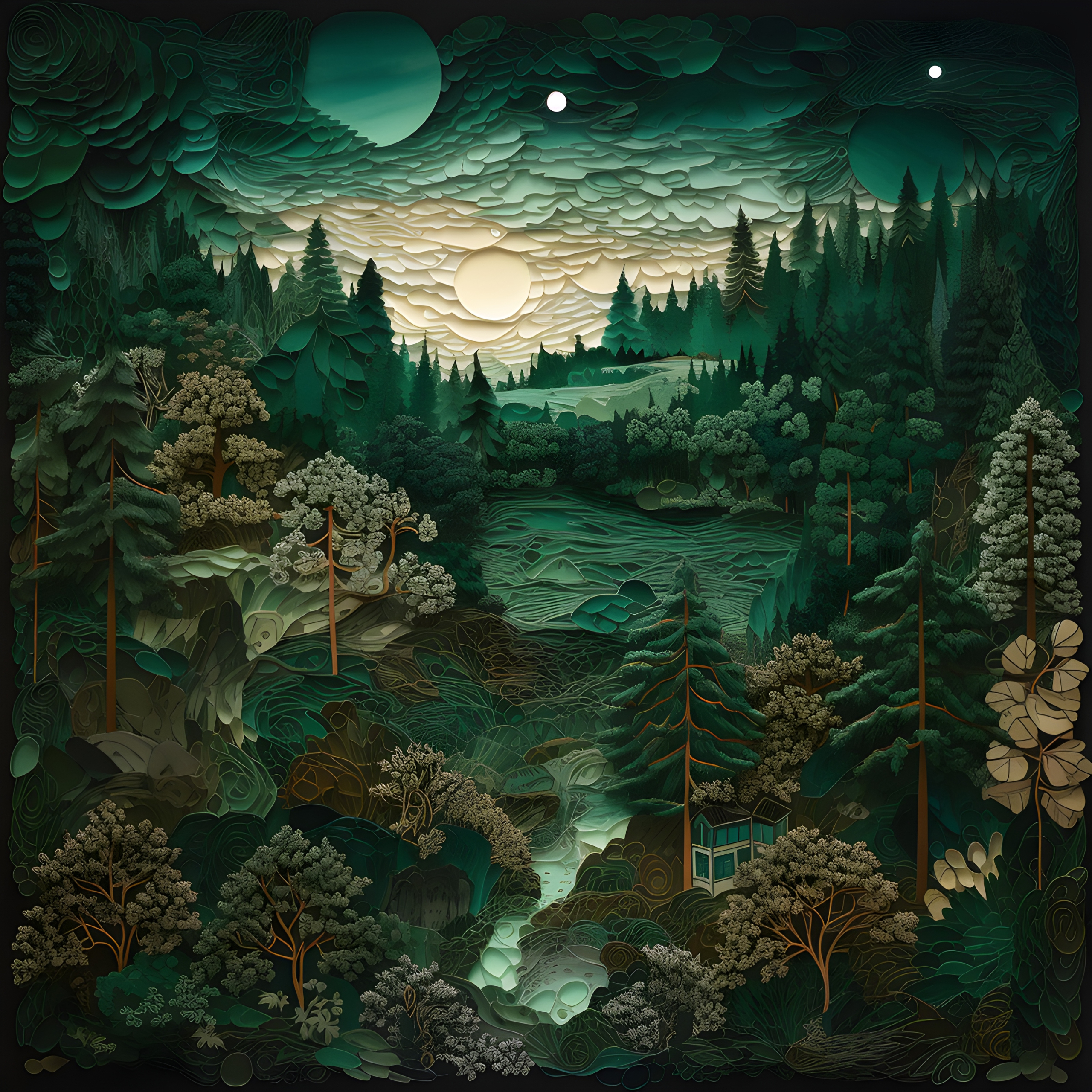 Paper Forest Green layered paper forest - Impossible Images - Unique stock images ...