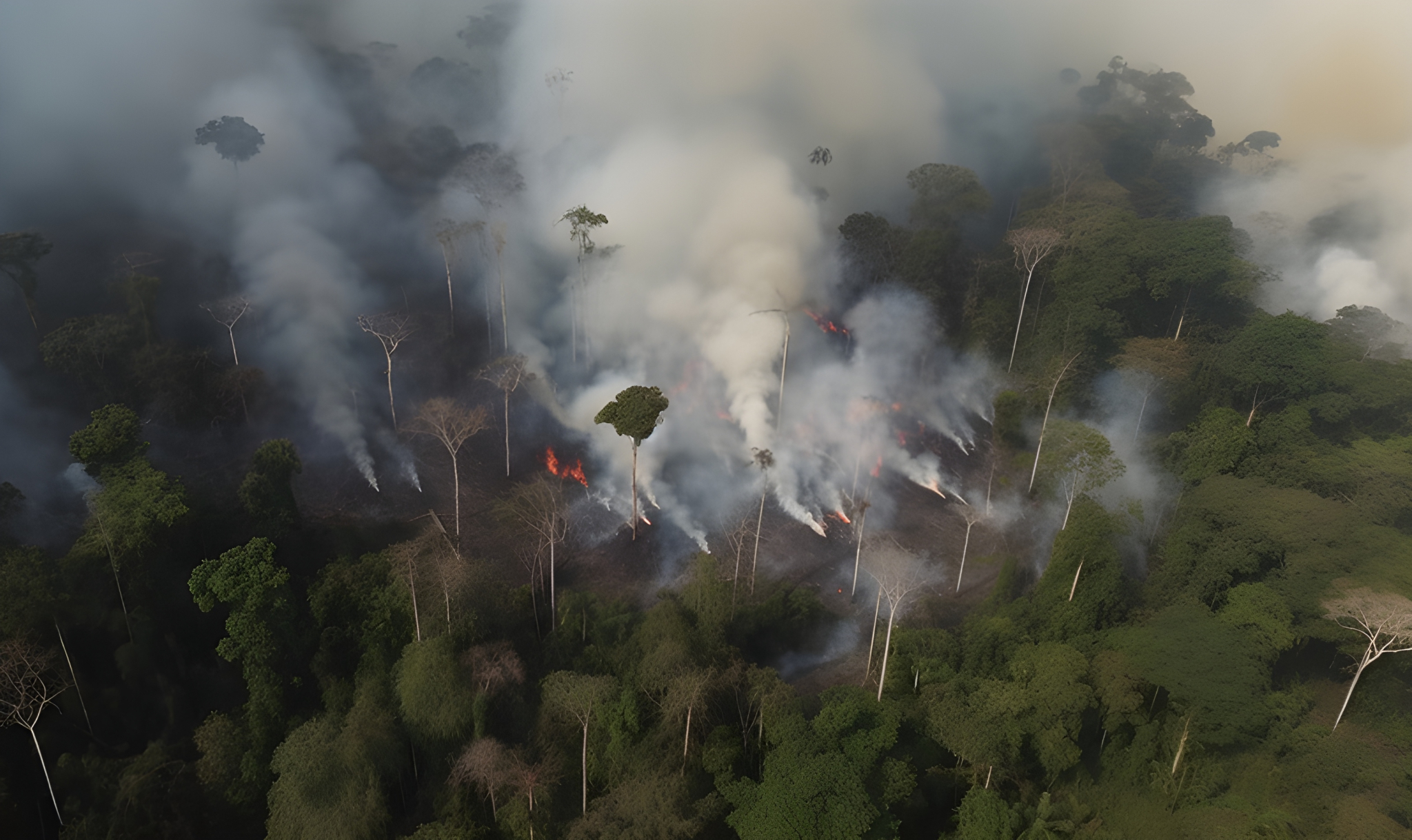 Aerial photo of a forest fire in the Amazon Rainforest - Impossible ...