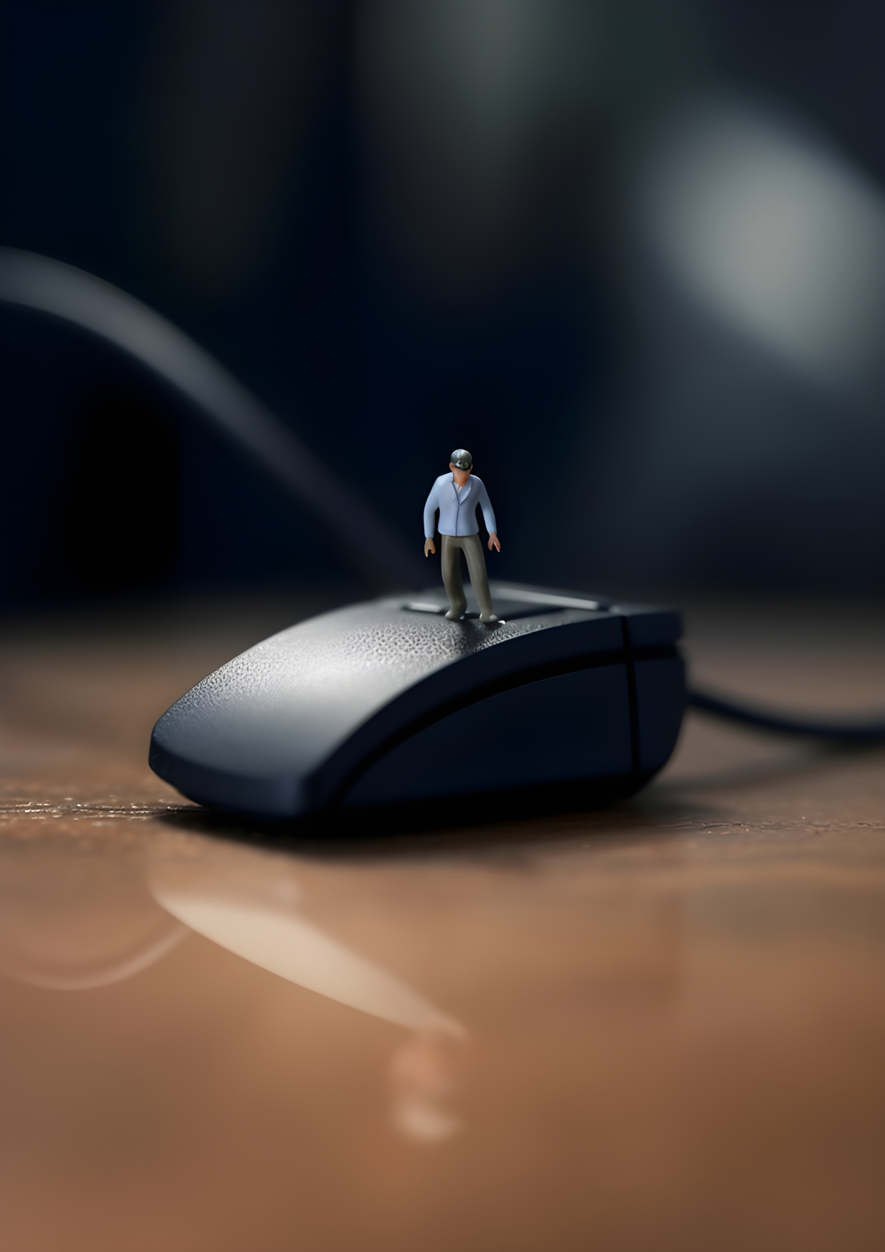 A tiny man on a computer mouse - Impossible Images - Unique stock ...
