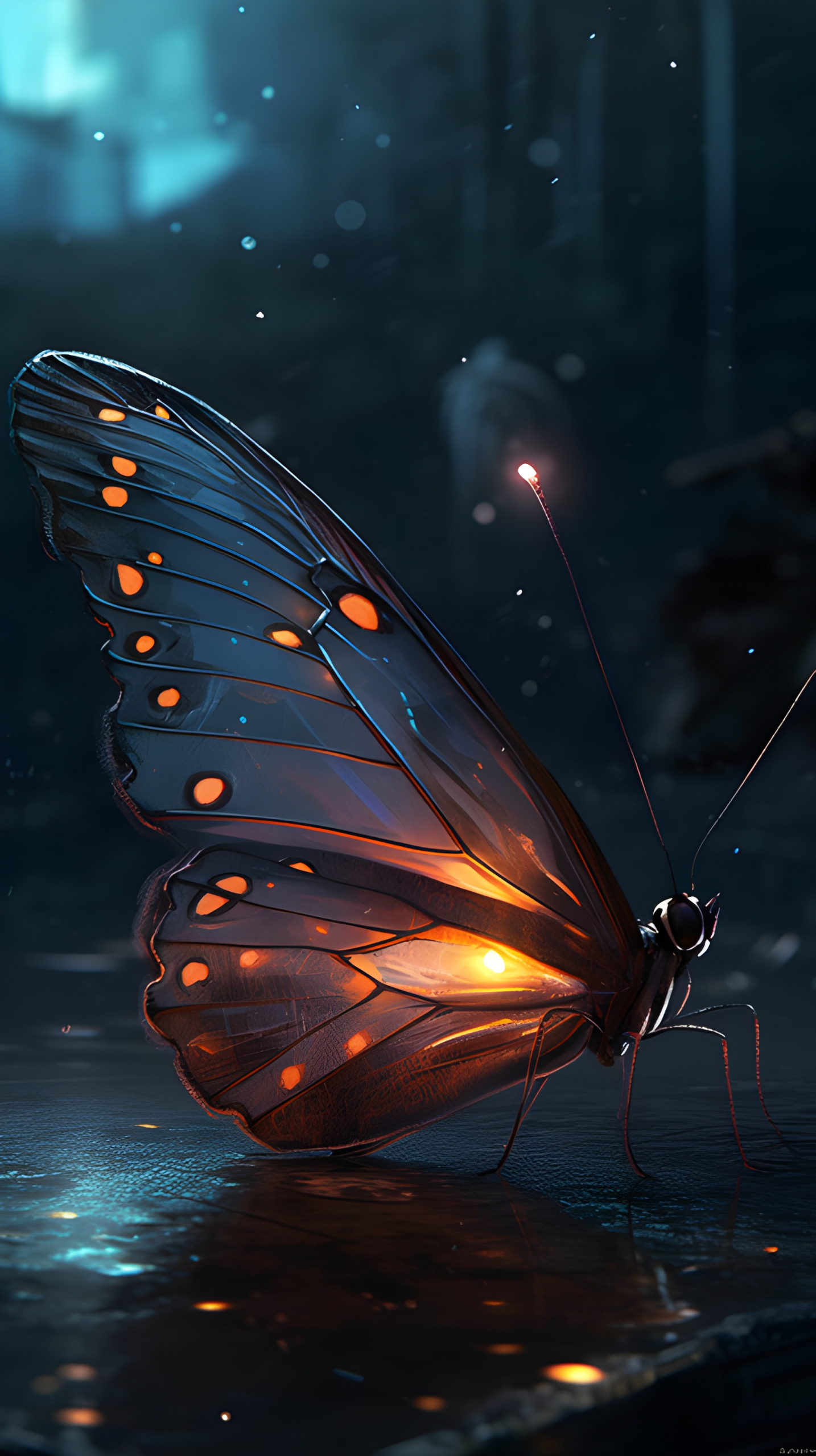 A butterfly with glowing wings on a dark background - Impossible Images ...