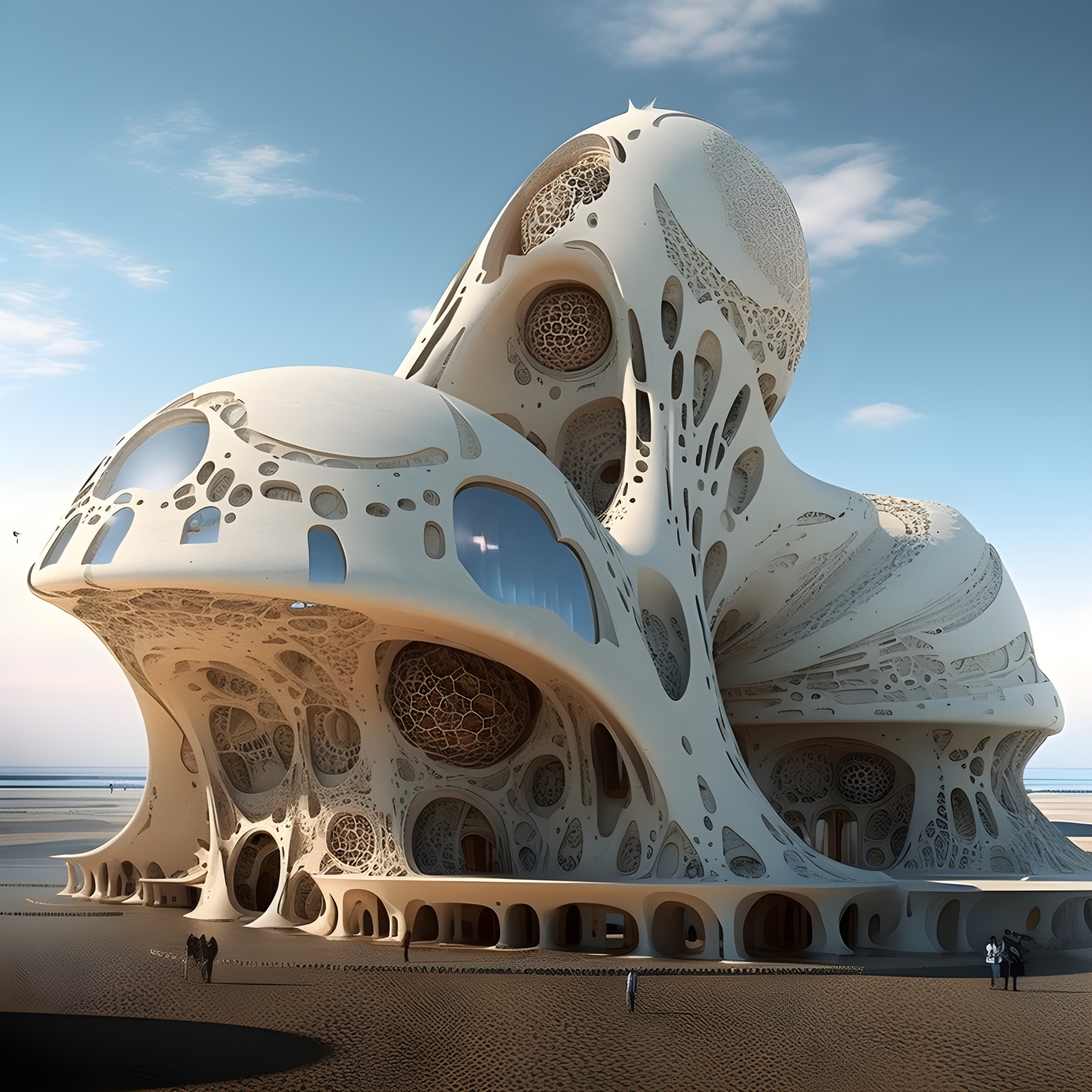 Organic alien-like building on a beach - Impossible Images - Unique ...