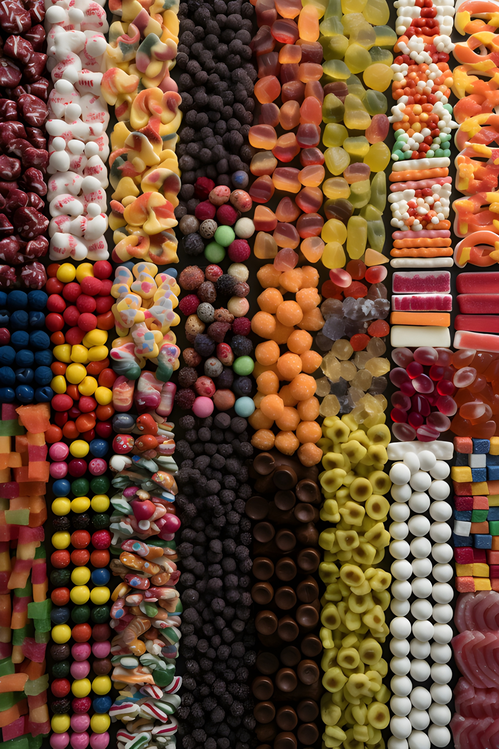 Sweets Array Amazing 1000s of sweets arranged in rows, overhead shot, background image ...
