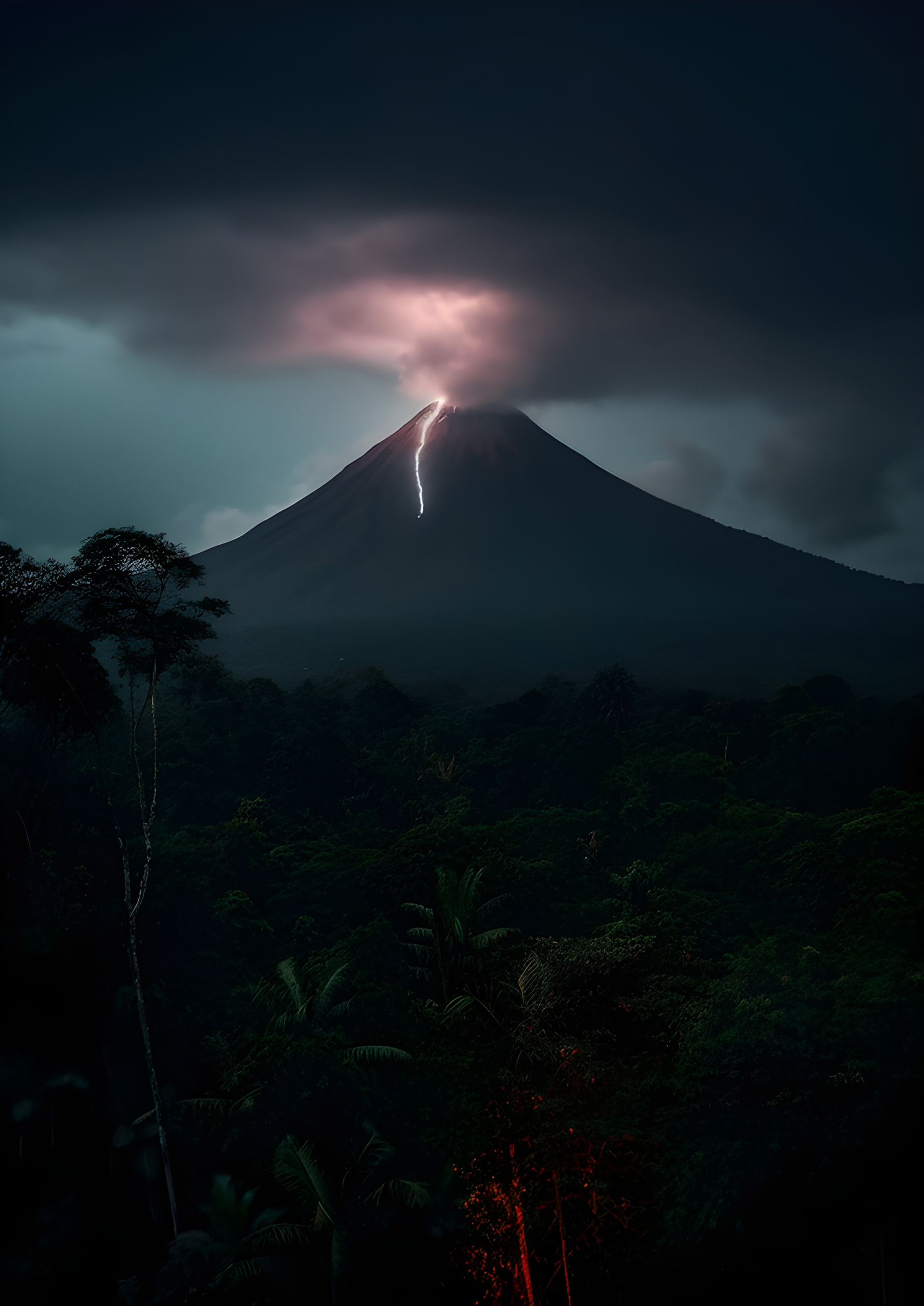 Volcano and Lightning