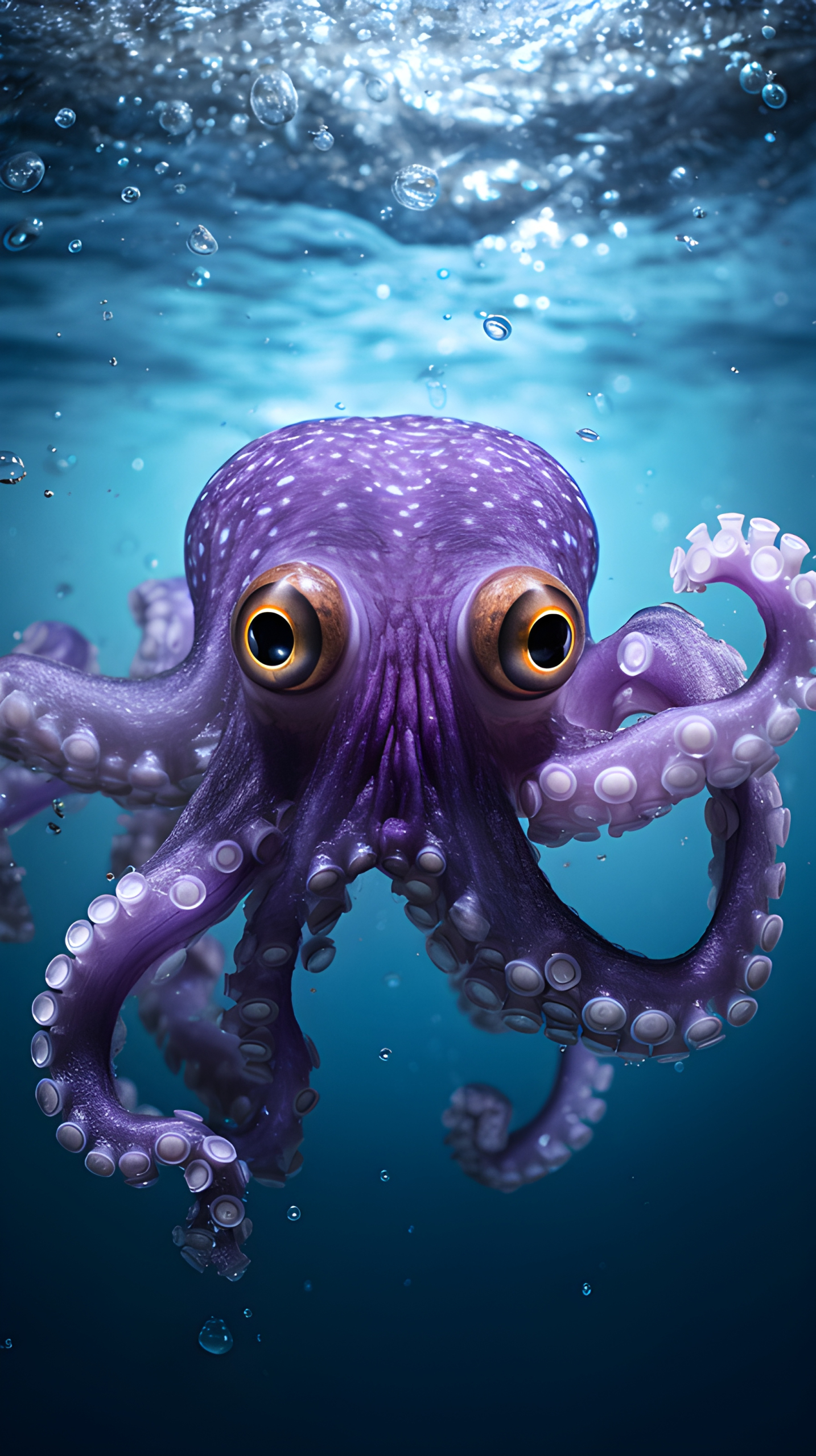 Purple octopus swimming