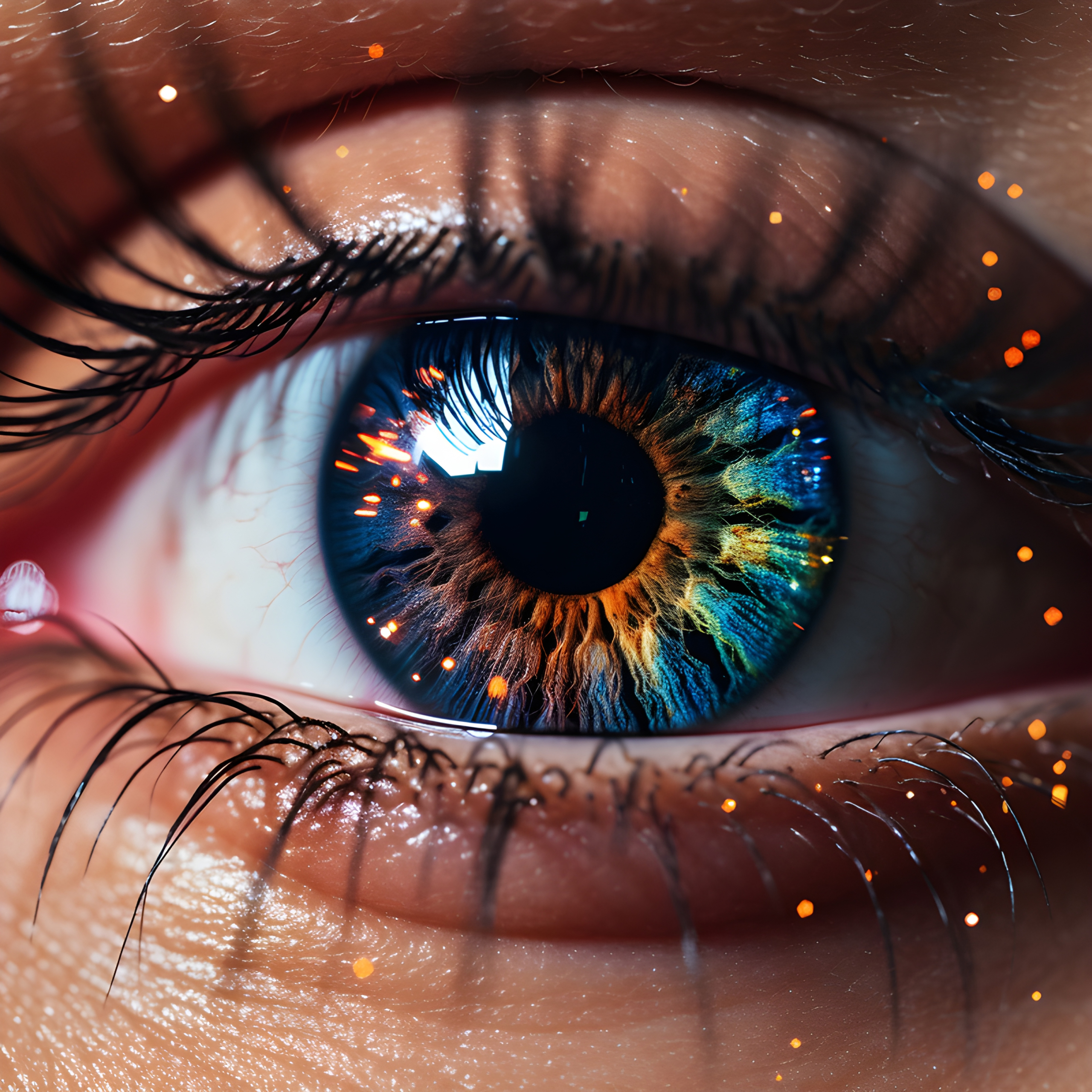 Fireworks reflected in an eye