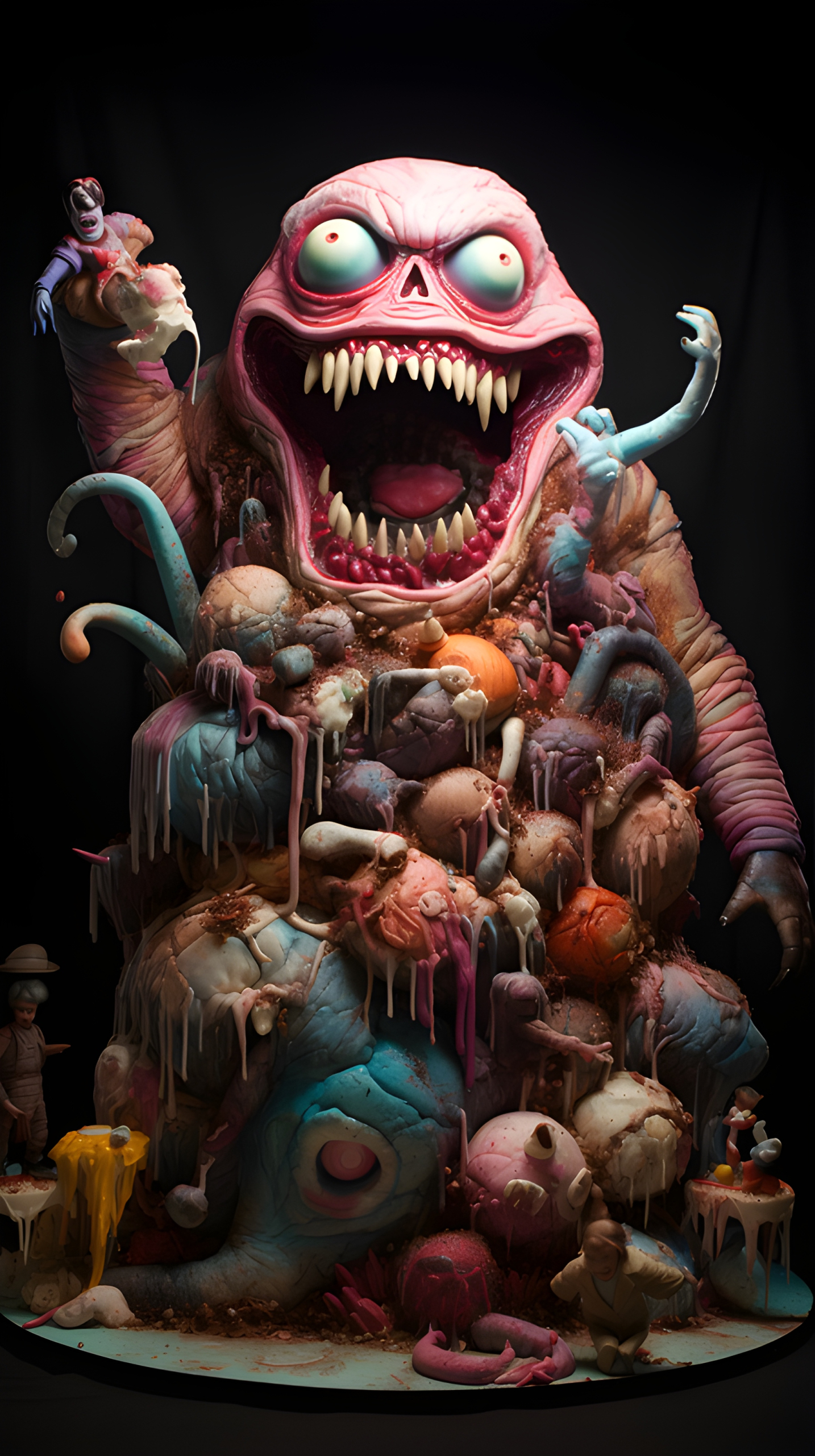 Disturbing monster made from cake