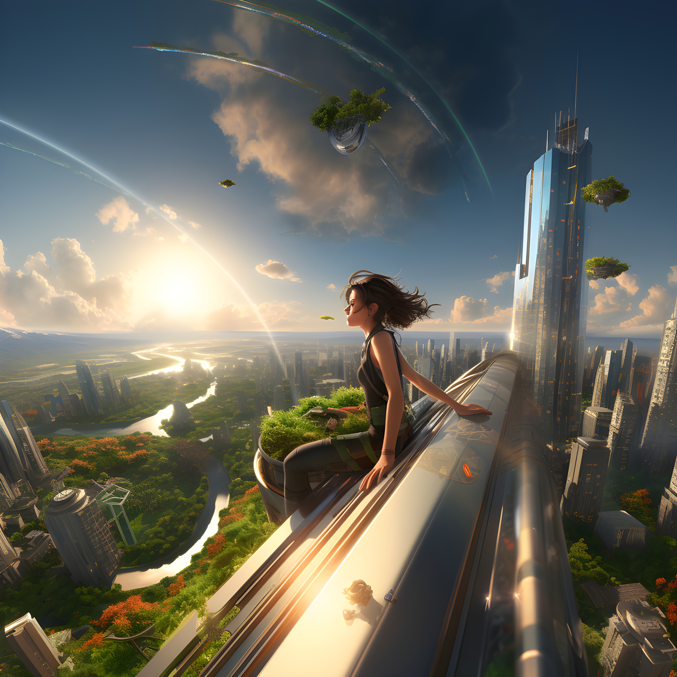 Woman on Solar Punk City