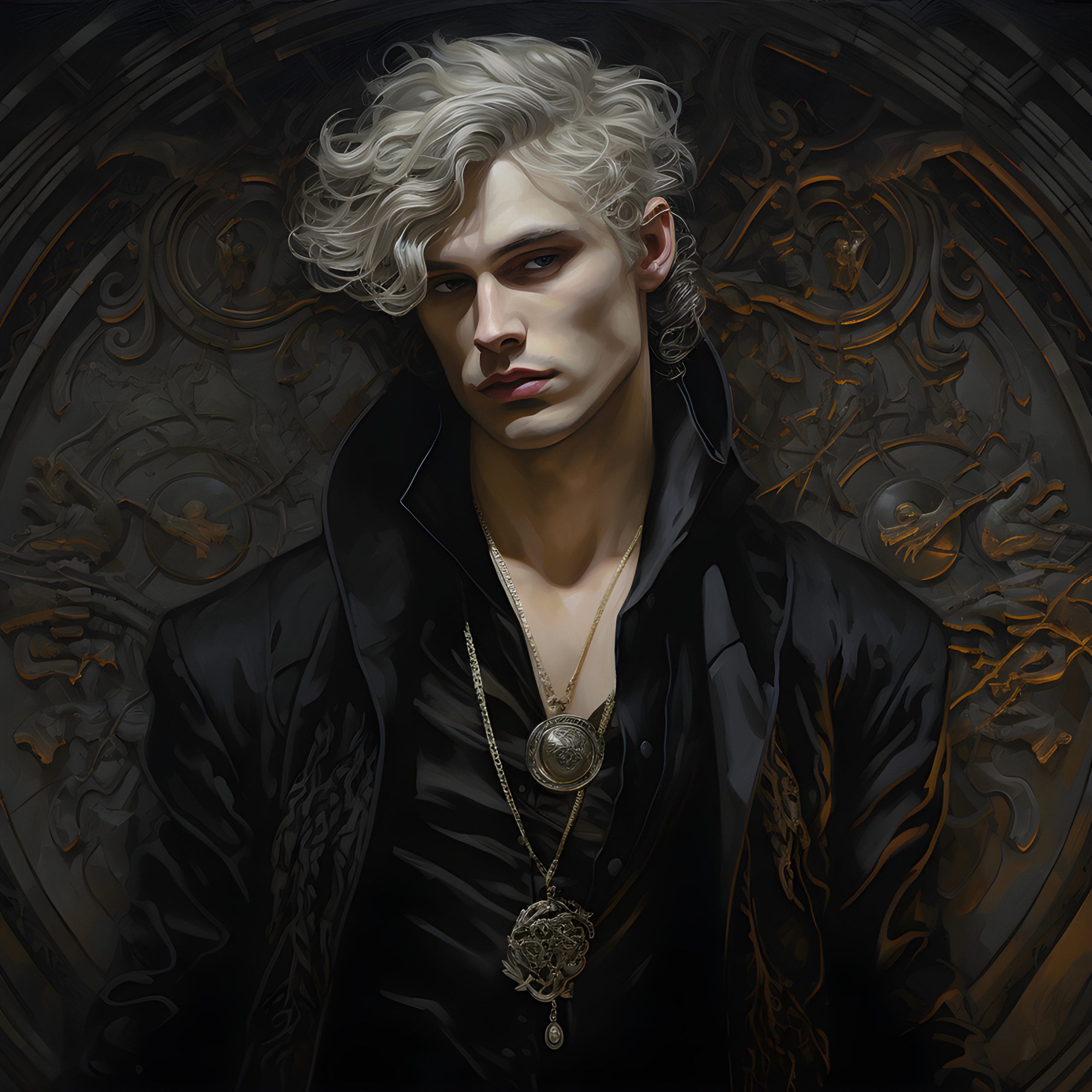 Blond haired mysterious alluring man
