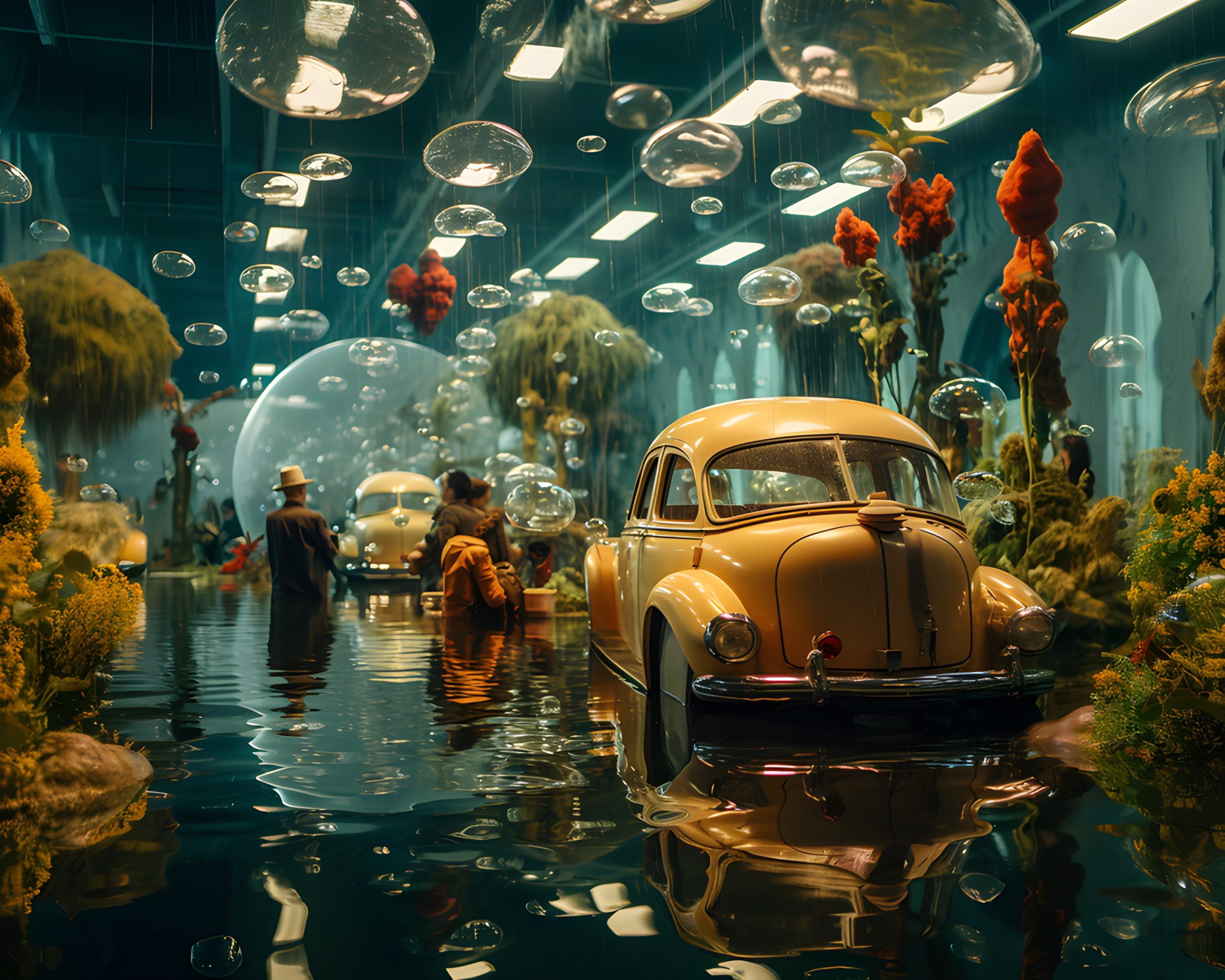 A 70s car showcase in the water