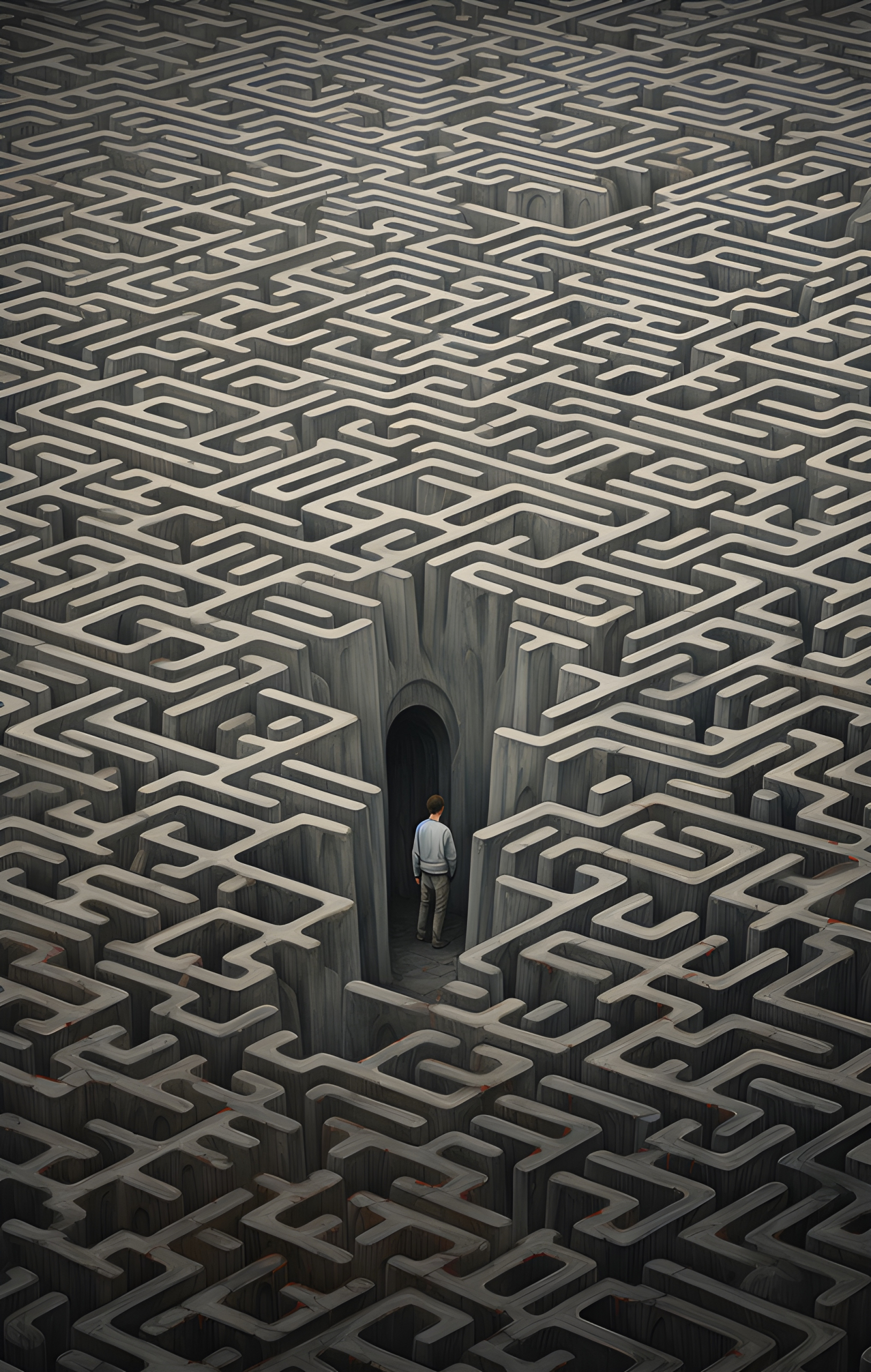 A man lost in a maze