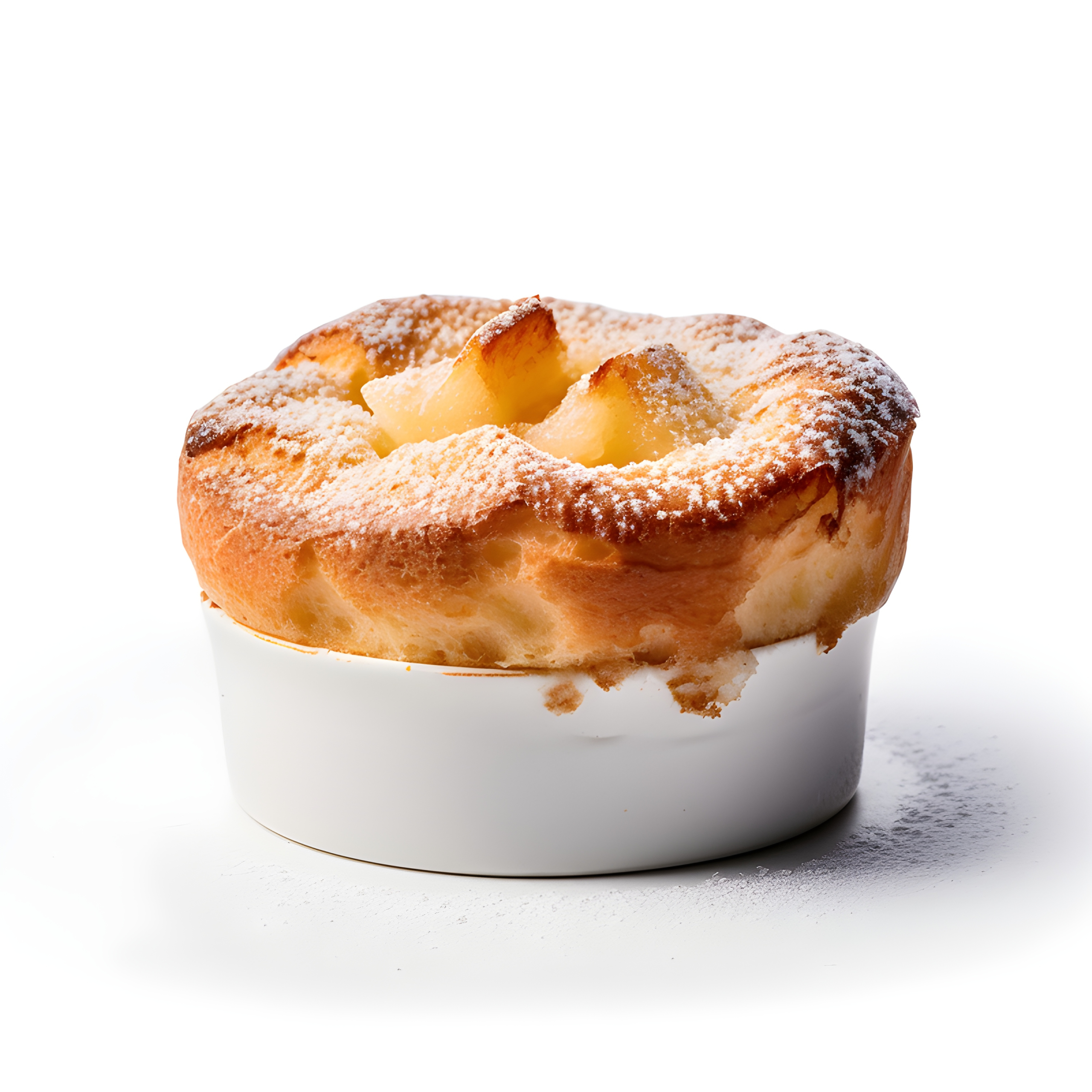 Perfect Apple soufflé on a white background
