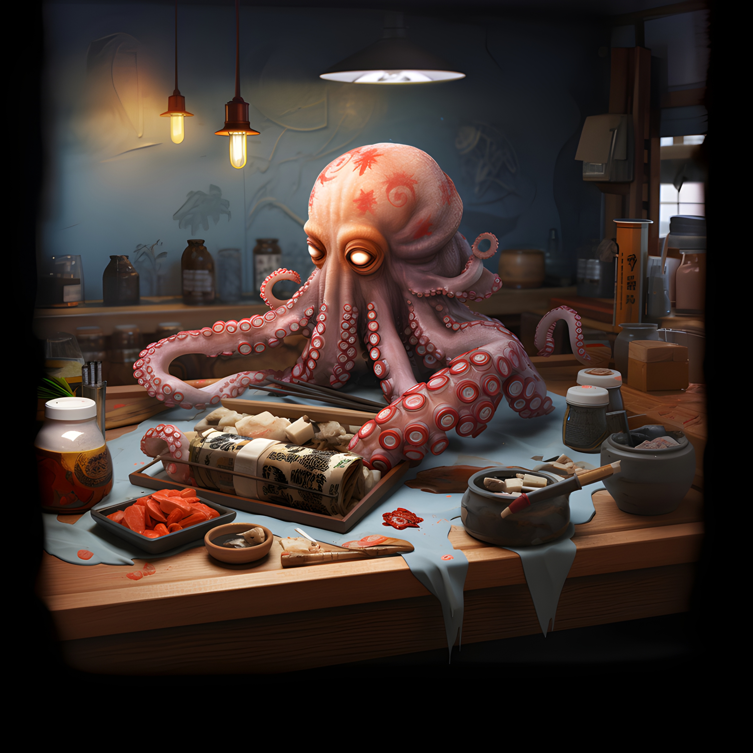 Octopus sushi chef