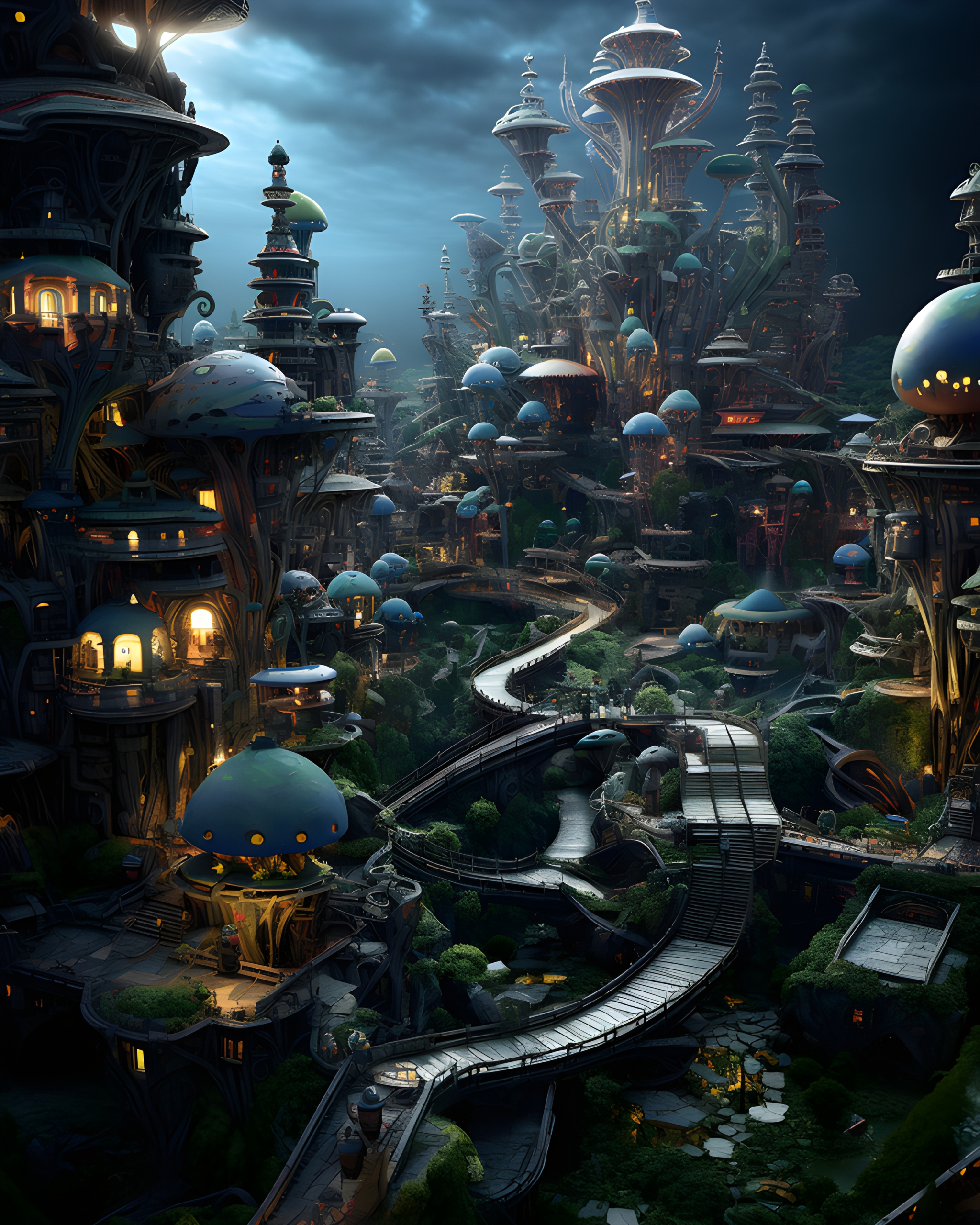 Peaceful alien city