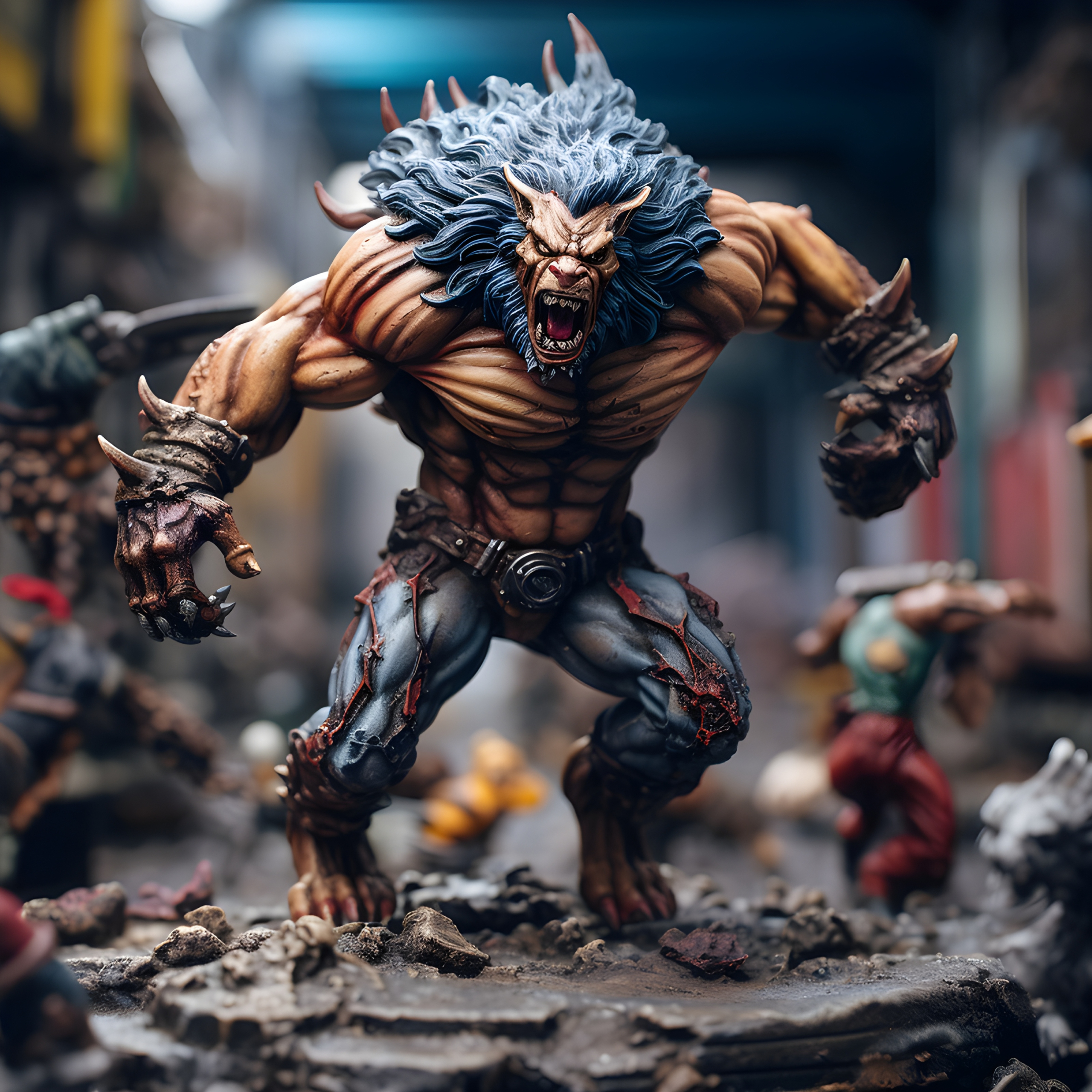 Detailed wargaming miniature of a fierce beast man