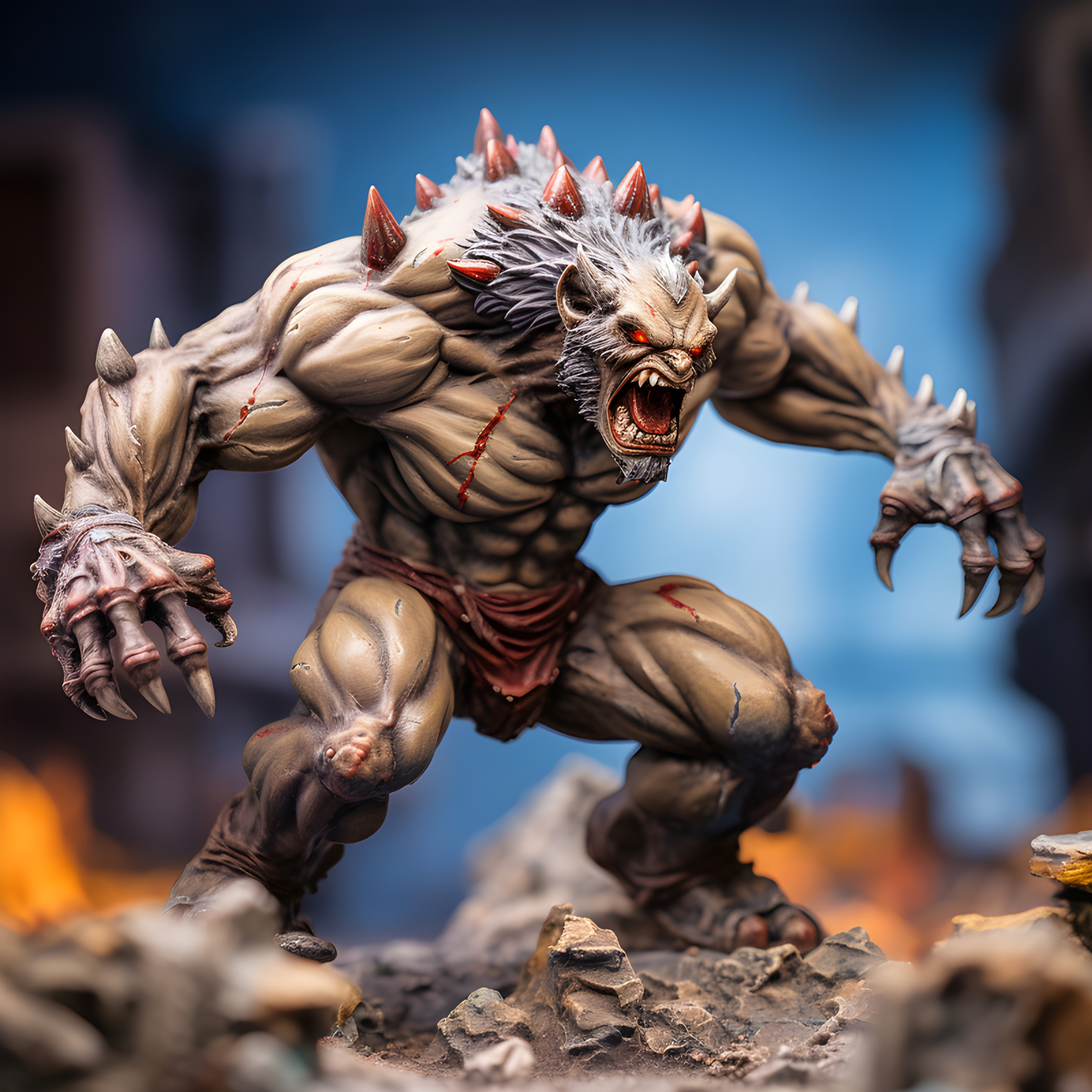 Detailed wargaming miniature of a fierce beast man