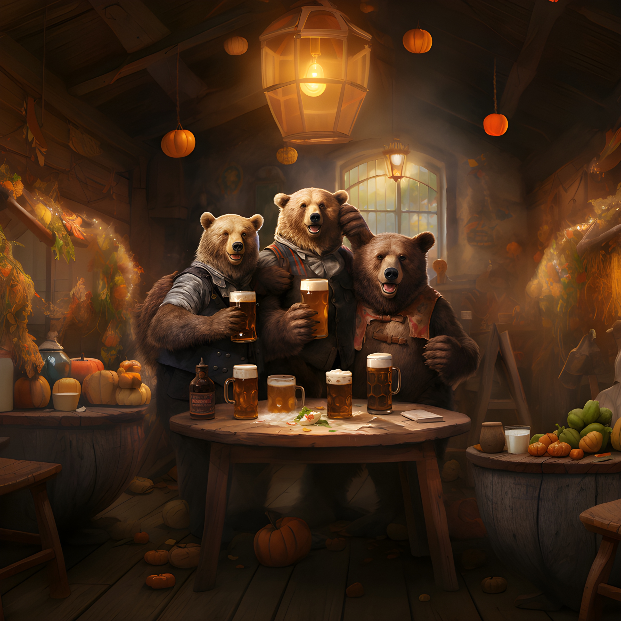 Bears celebrating Oktoberfest