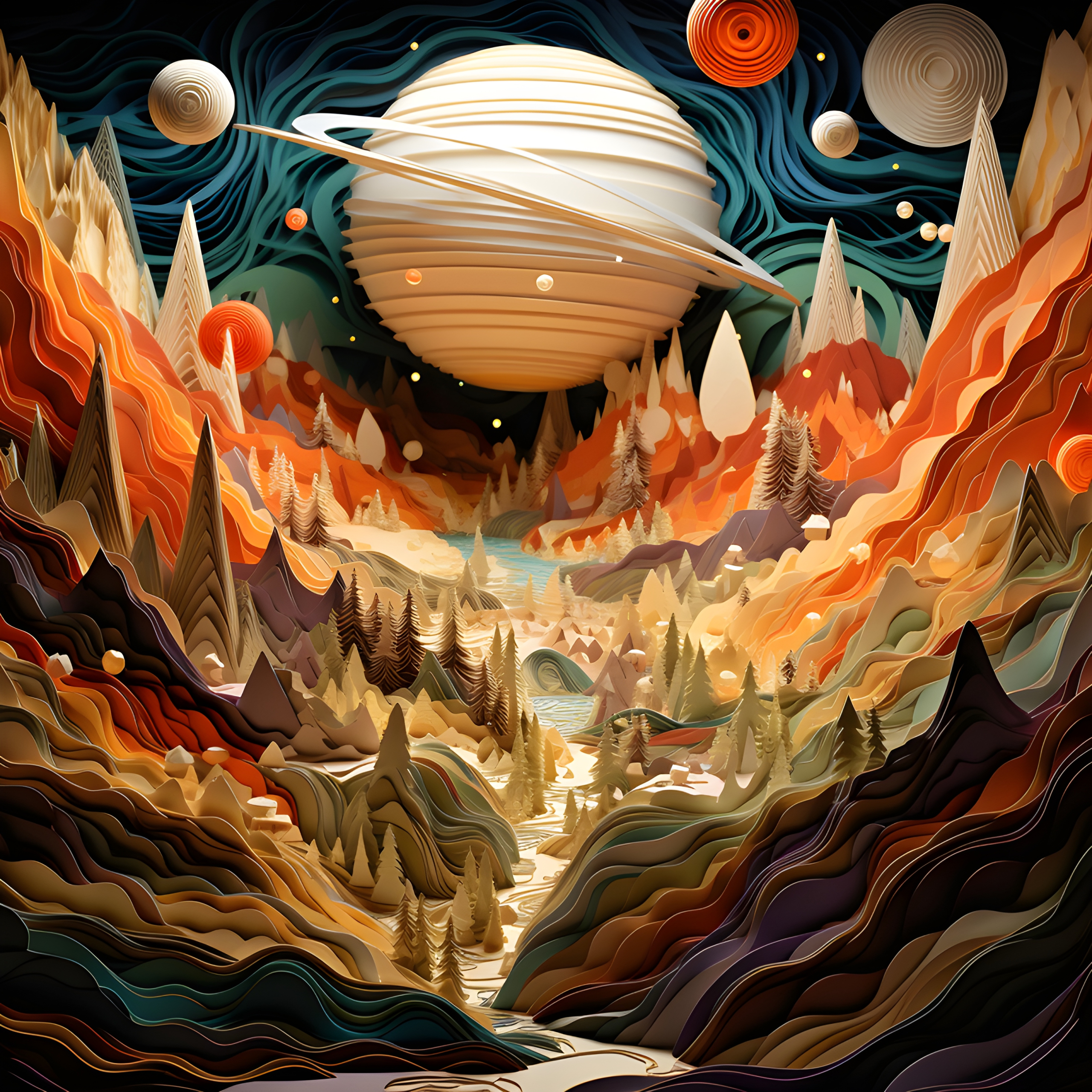 Layered Paper Alien World