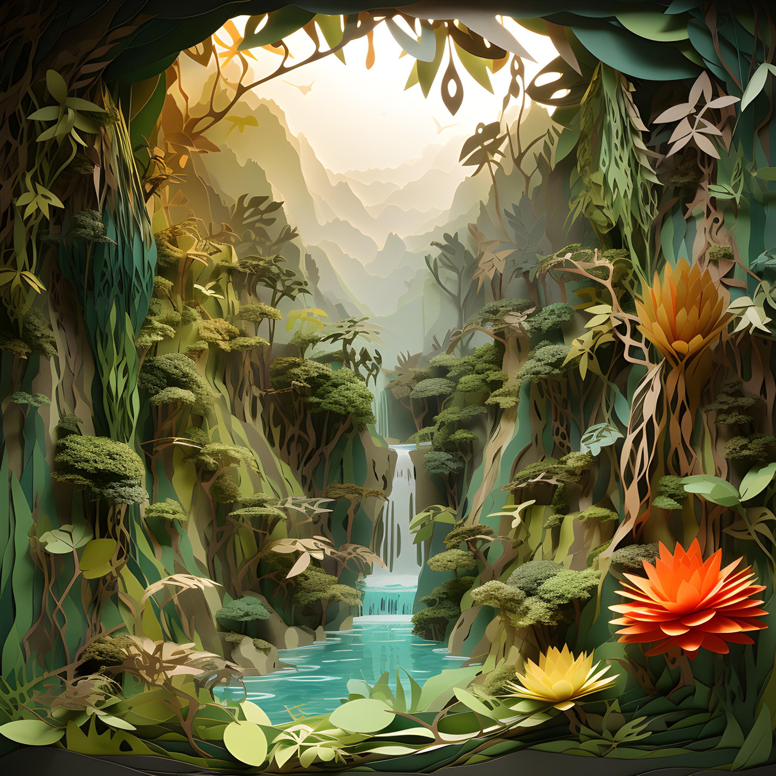 Layered Paper Amazon Rainforest