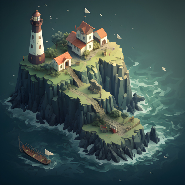 Isometric Lighthouse Island - Impossible Images - Unique stock images ...