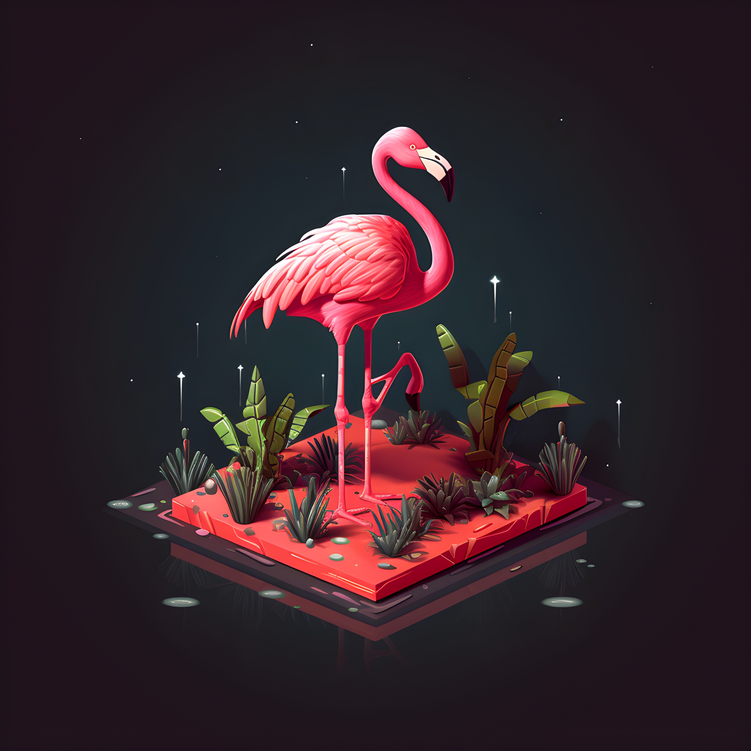 Isometric Flamingo