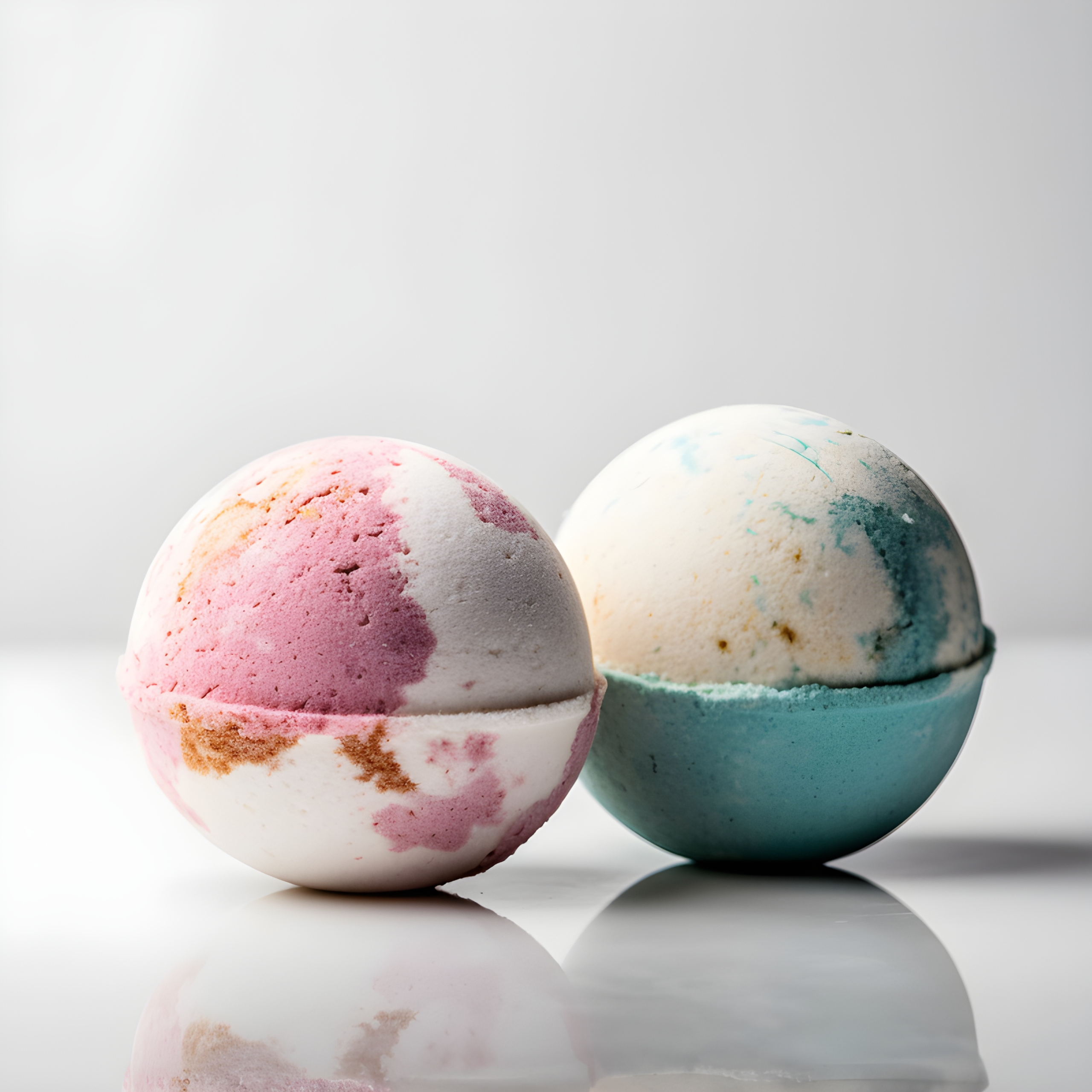 Product shoot for two bath bombs