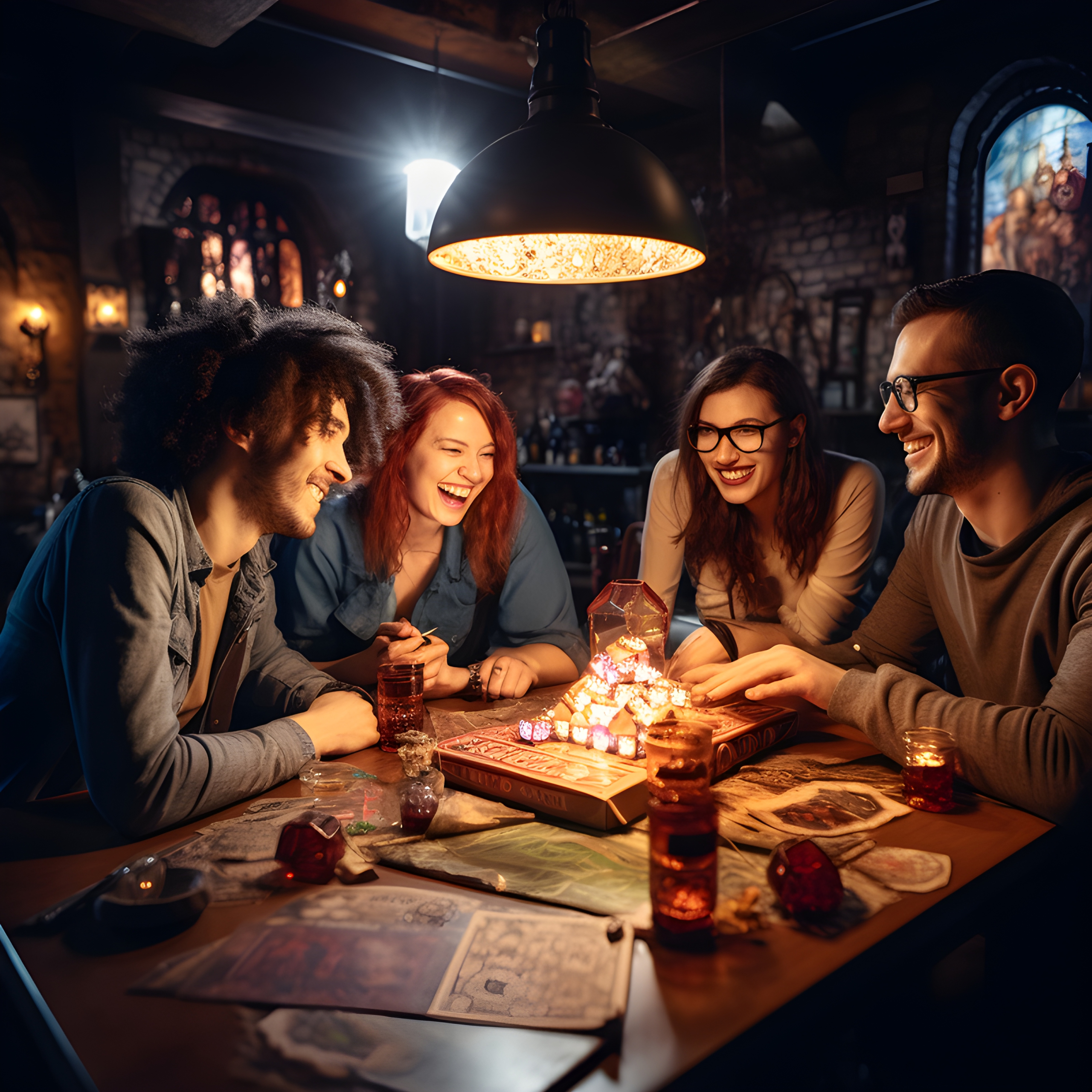 Friends playing tabletop game together