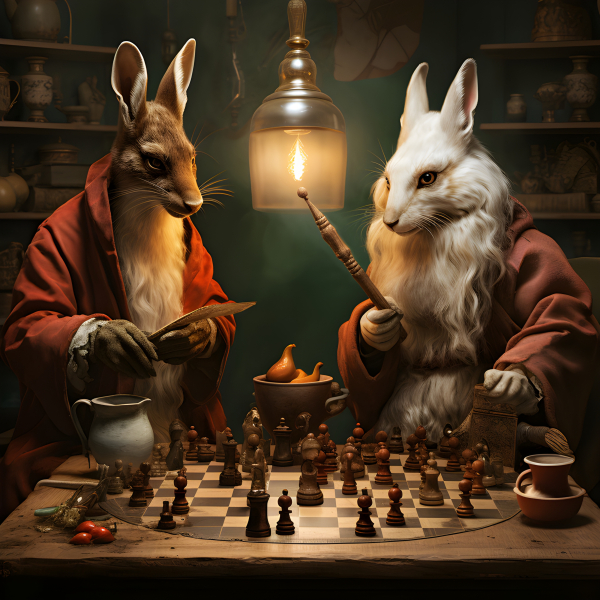 Hares making dinner and playing Chess. - Impossible Images - Unique ...