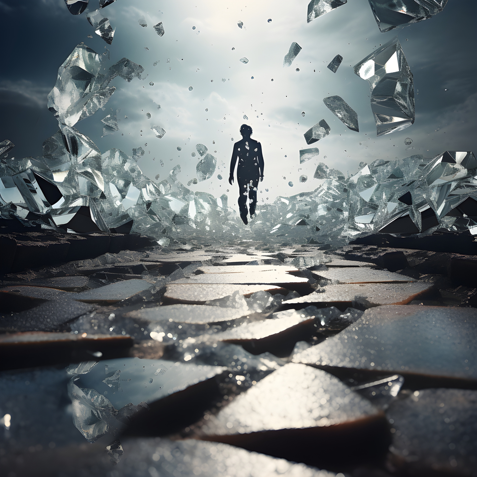 Walking on broken glass - Impossible Images - Unique stock images for commercial use.