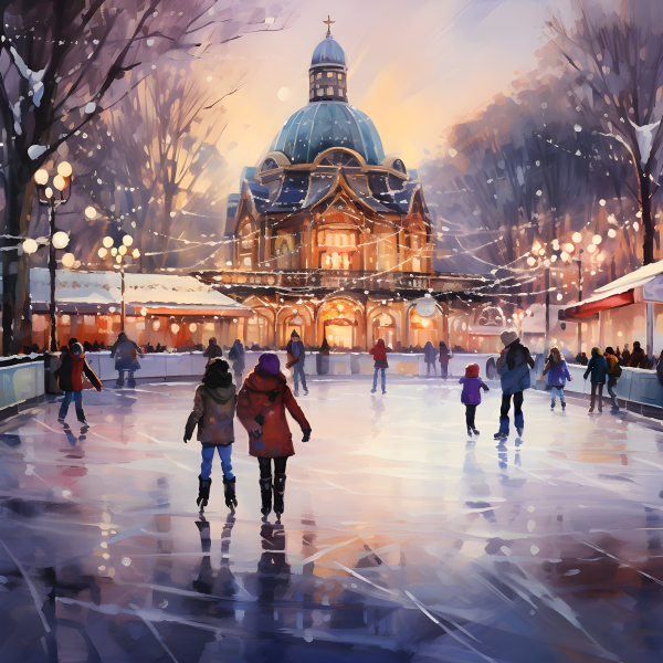 People ice skating at an ice rink painting - Impossible Images - Unique ...