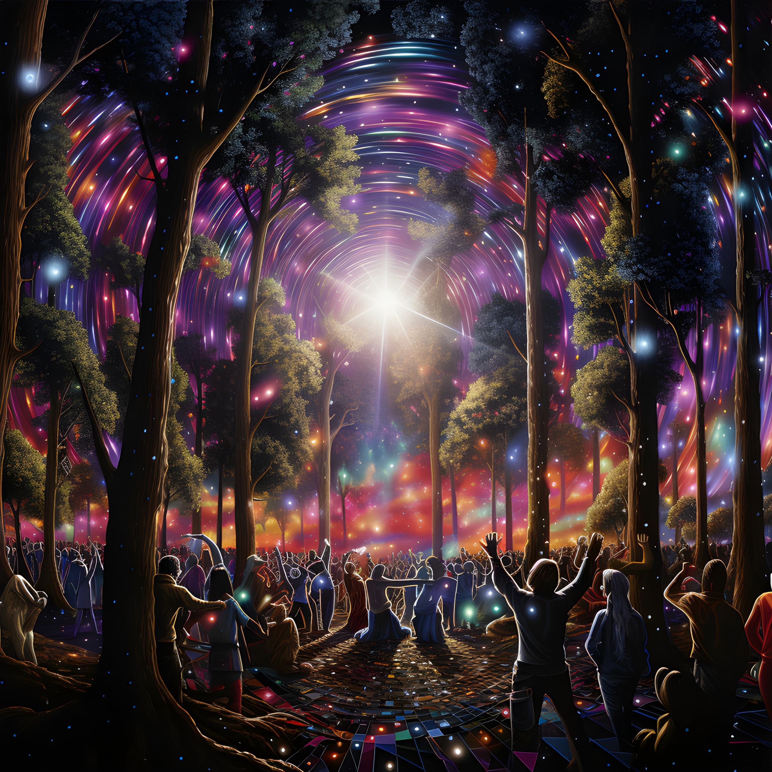 Psychadelic Rave Psychadelic cosmic rave in the forest - Impossible Images - Unique ...