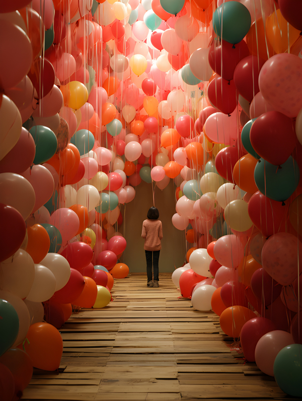Lady in a room of balloona - Impossible Images - Unique stock images ...