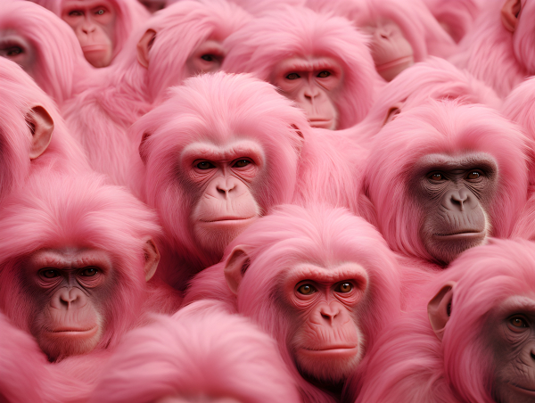 Pink Primates Pink apes - Impossible Images - Unique stock images for commercial use.
