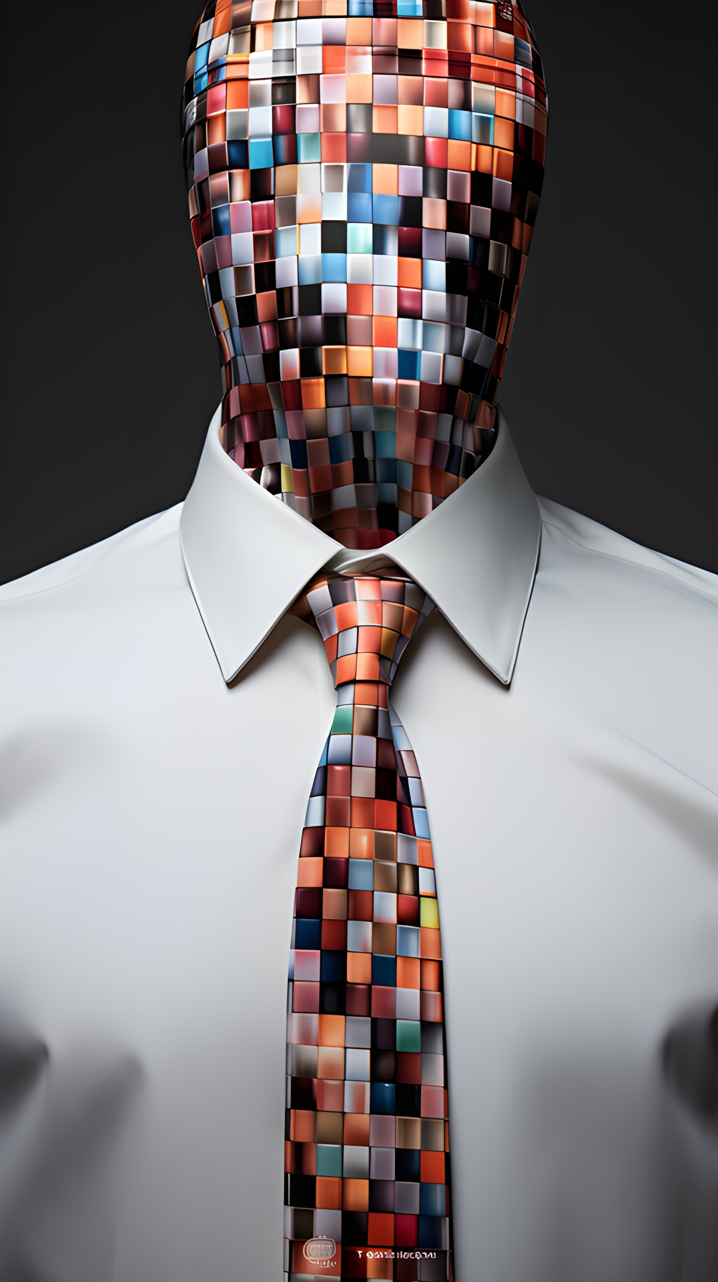 Digital man in white shirt with digital pattern neck tie. - Impossible ...