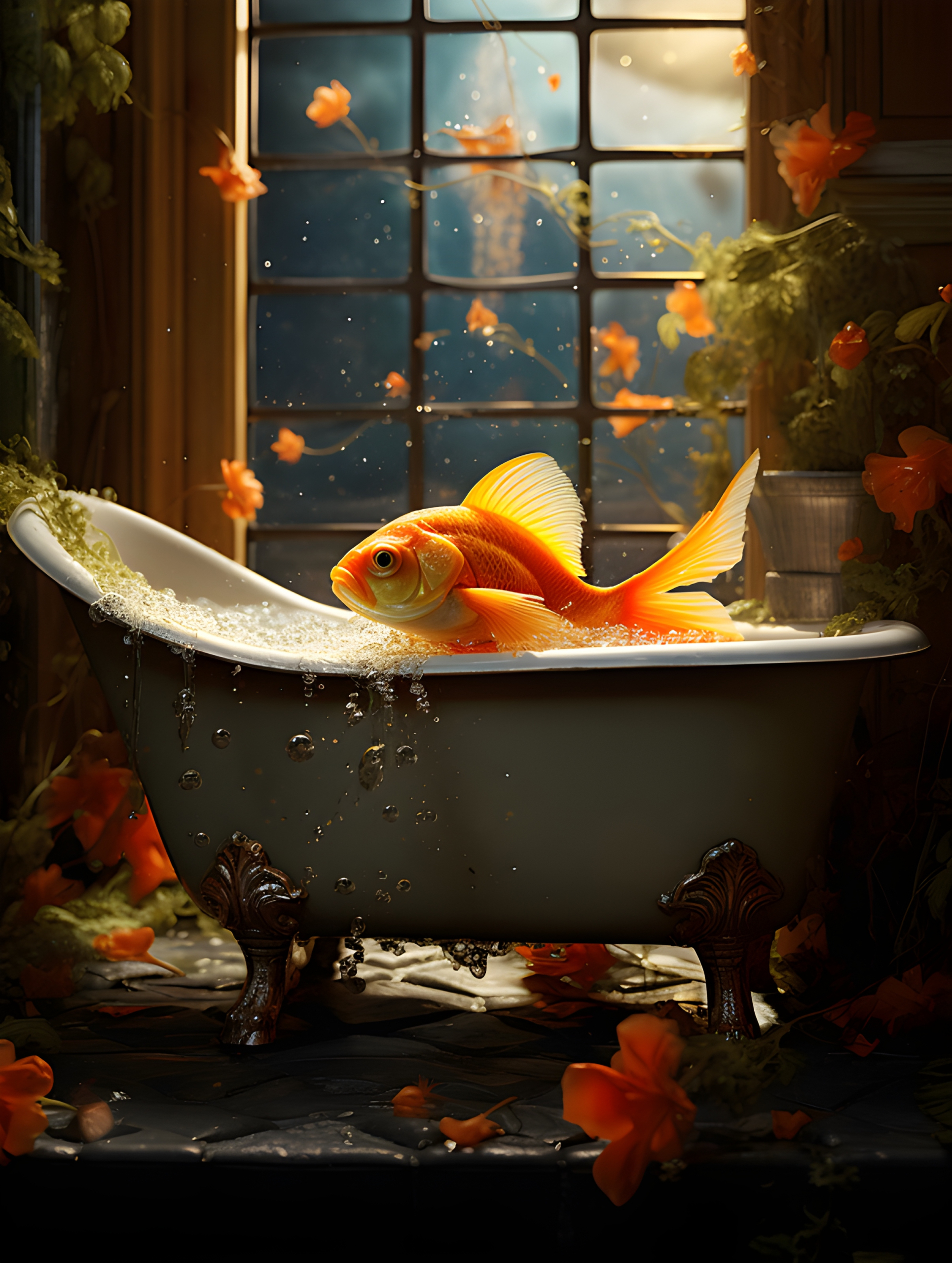 Gold fish in a bath - Impossible Images - Unique stock images for ...