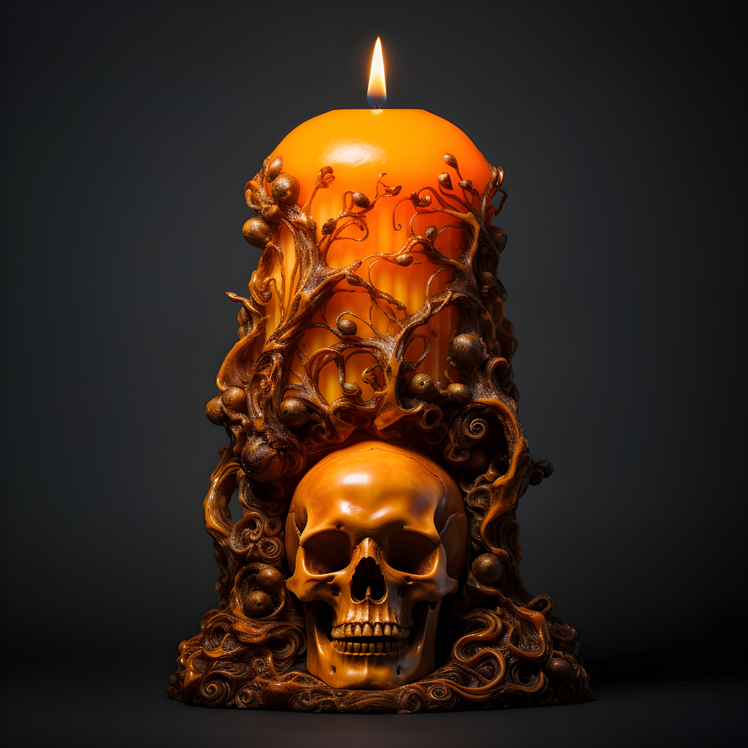 Scary Halloween skull candle