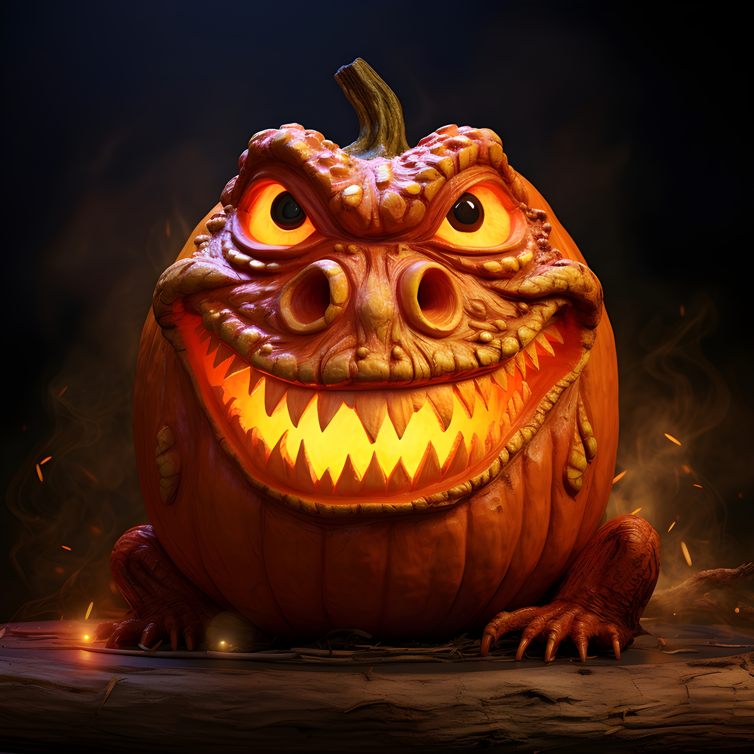 Halloween Jack O’Lantern toad creature