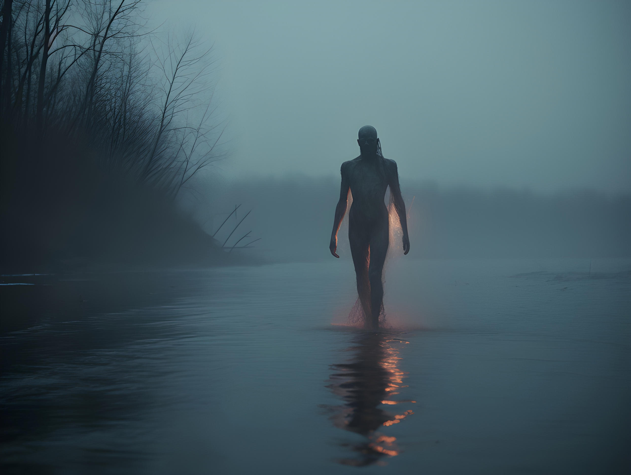 Halloween: A mythological creature exiting the lake