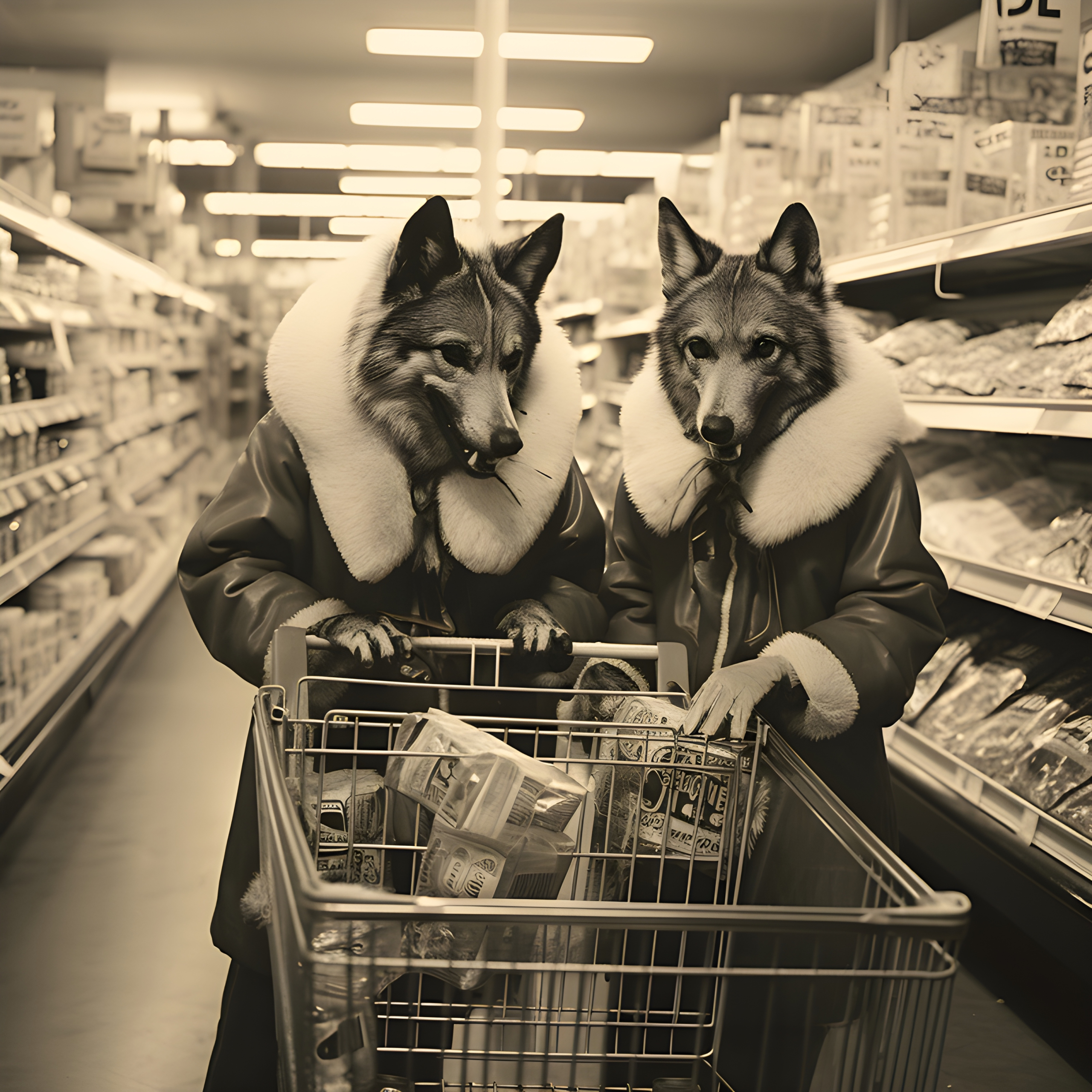 Werewolves at the supermarket on Halloween