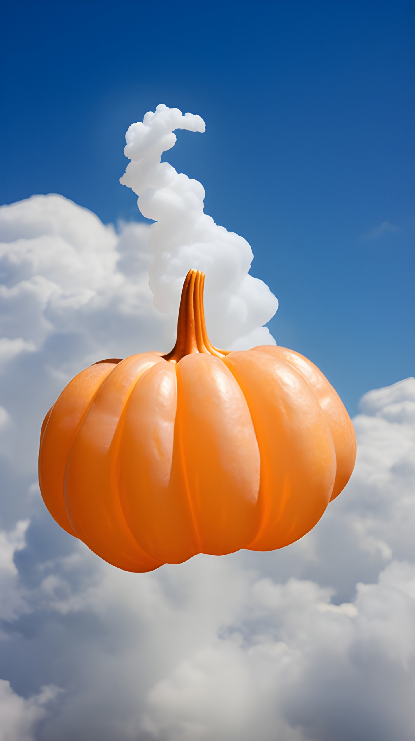 Inflatable halloween pumpkin floating in the sky