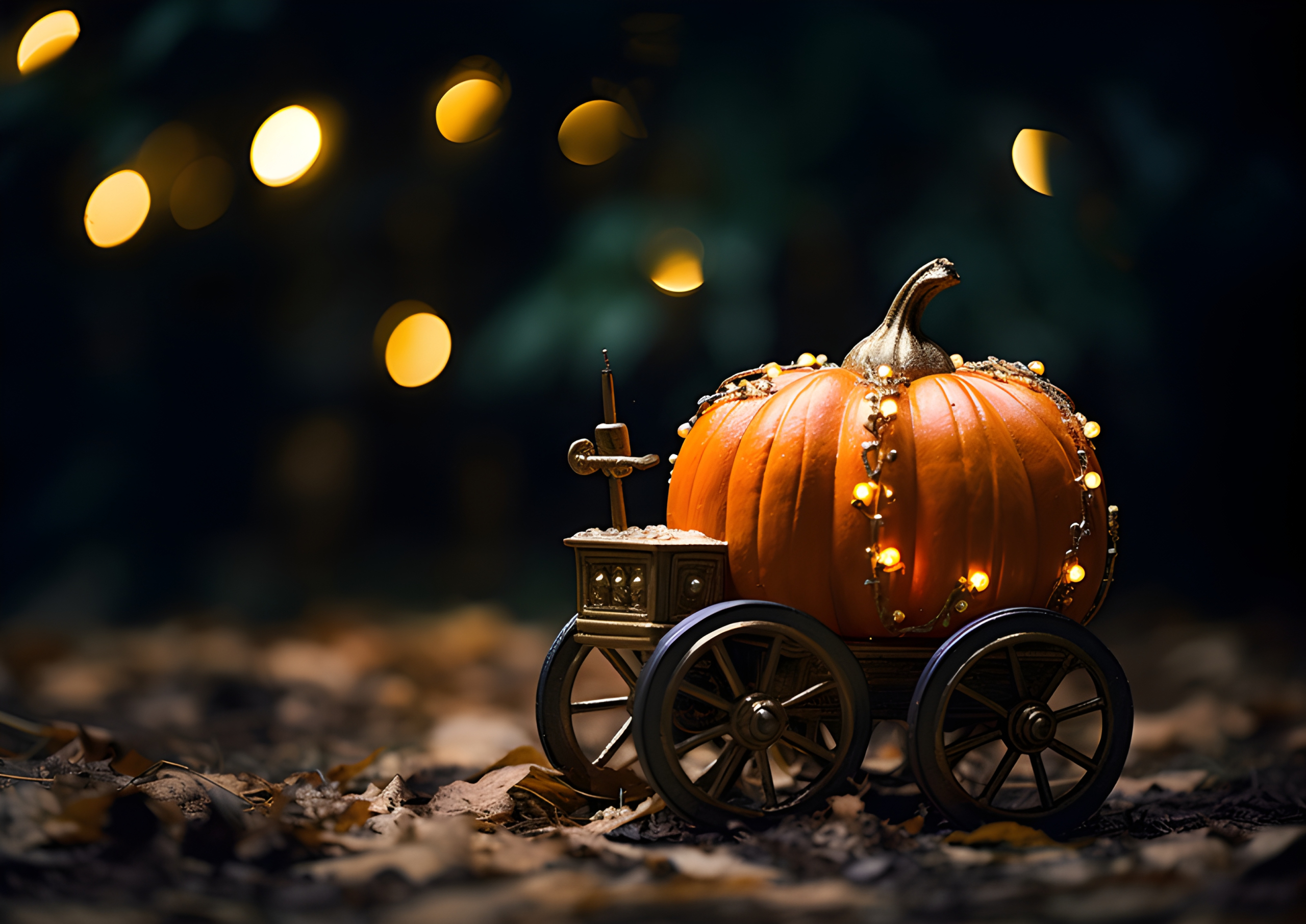 Pumpkin carriage on its way to the Halloween ball