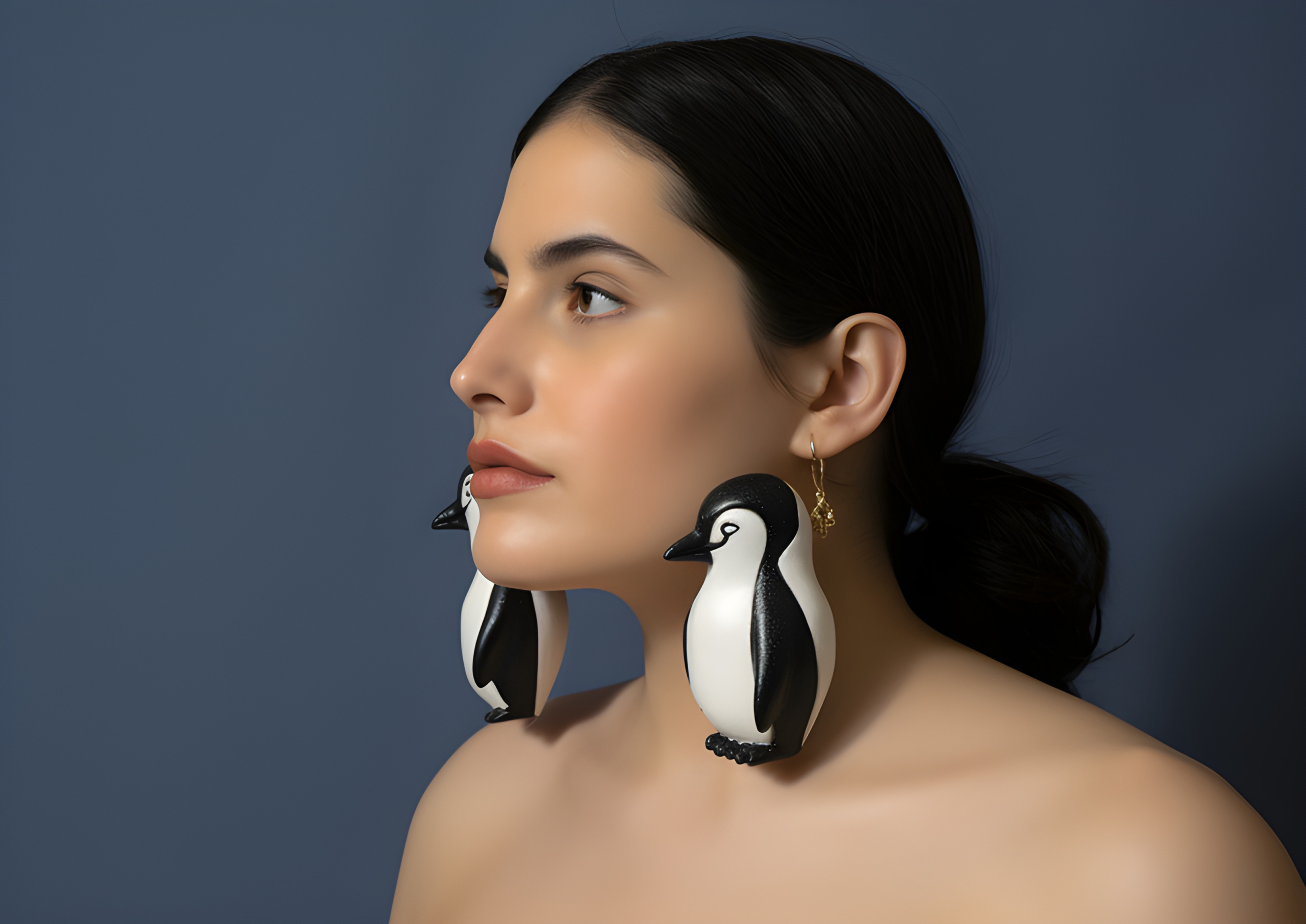 Large penguin earrings