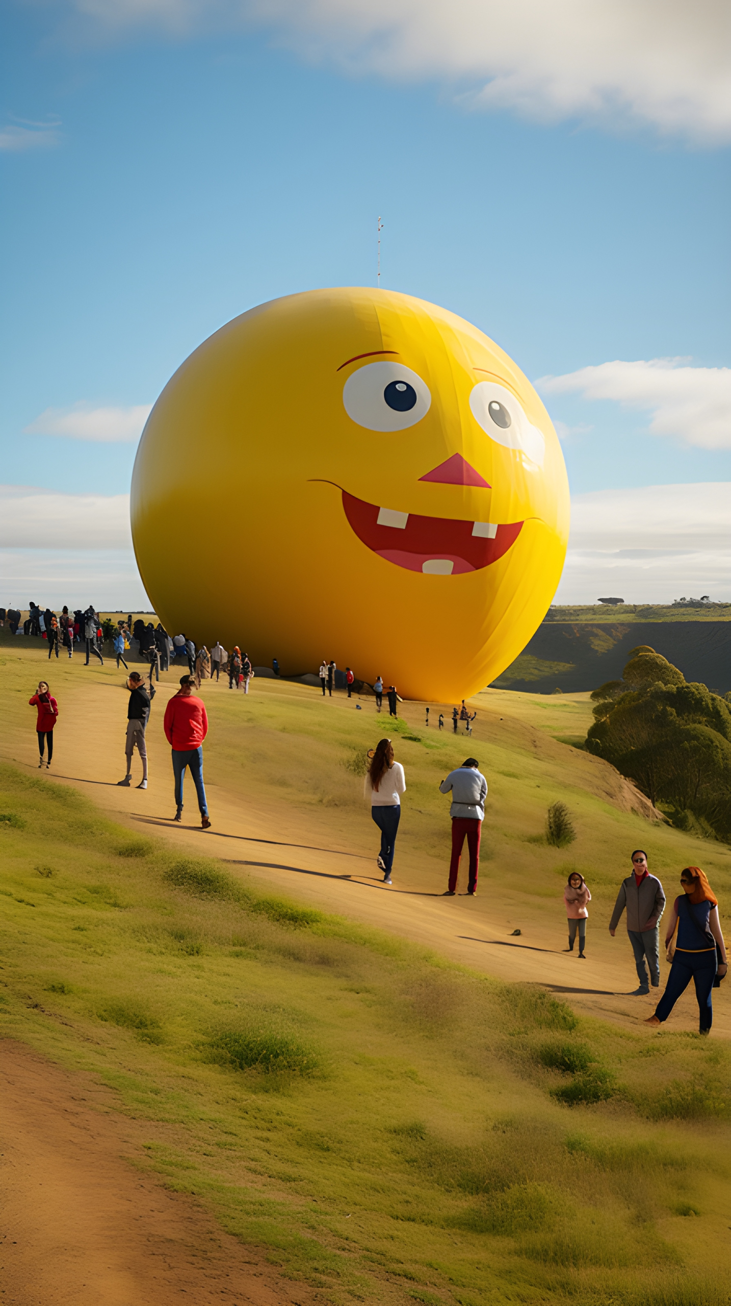 Giant ball ready to roll down a hill