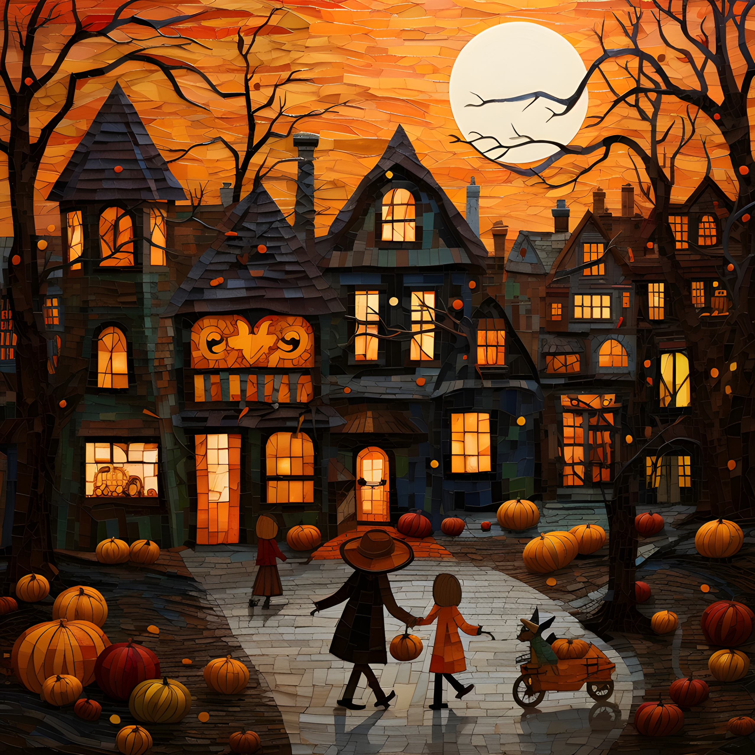 A beautiful Halloween mosaic scene