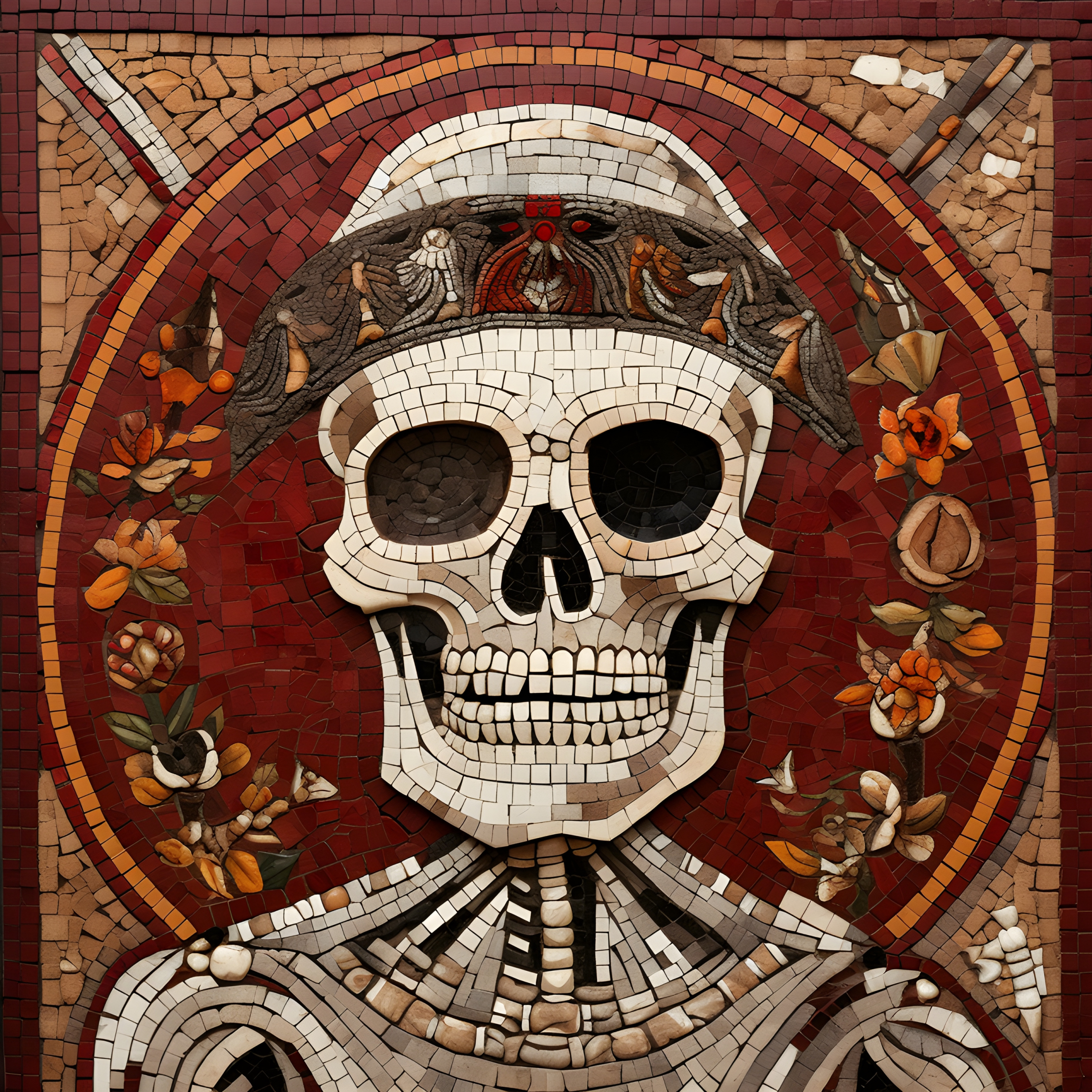 Roman mosaic skeleton