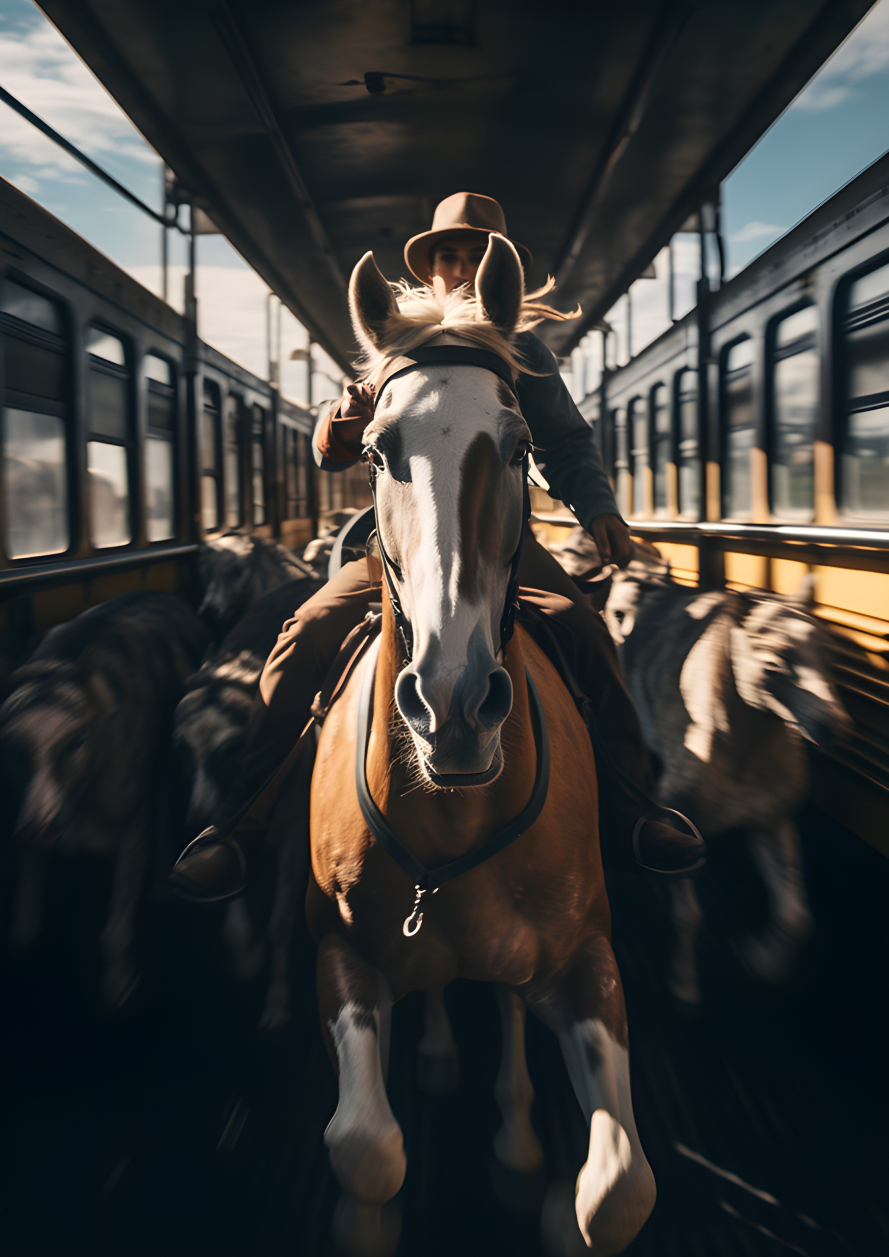 Herding cows through trains