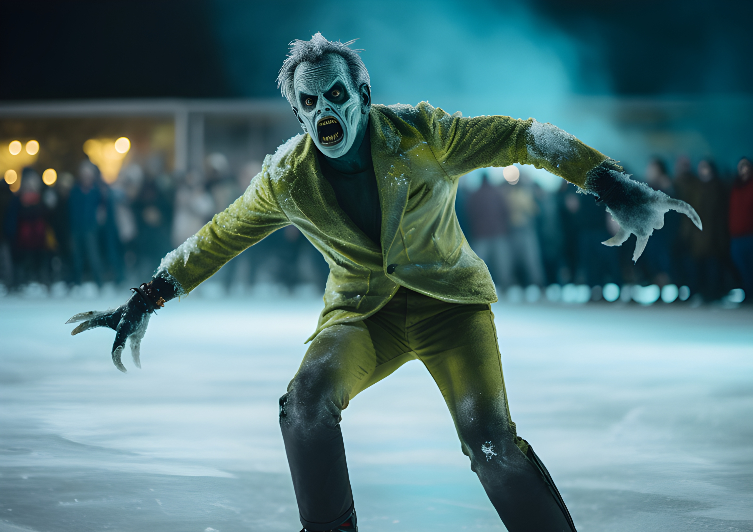 Halloween monster ice skating