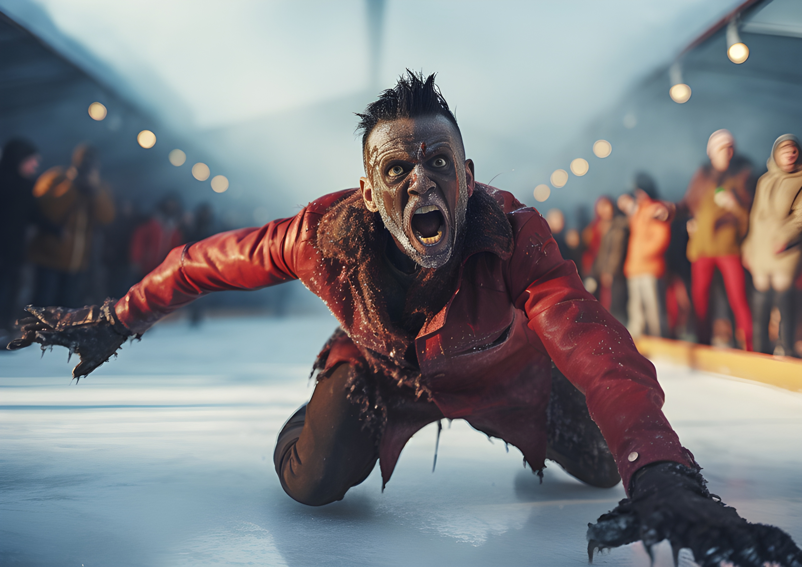 Zombie fallen over ice skating