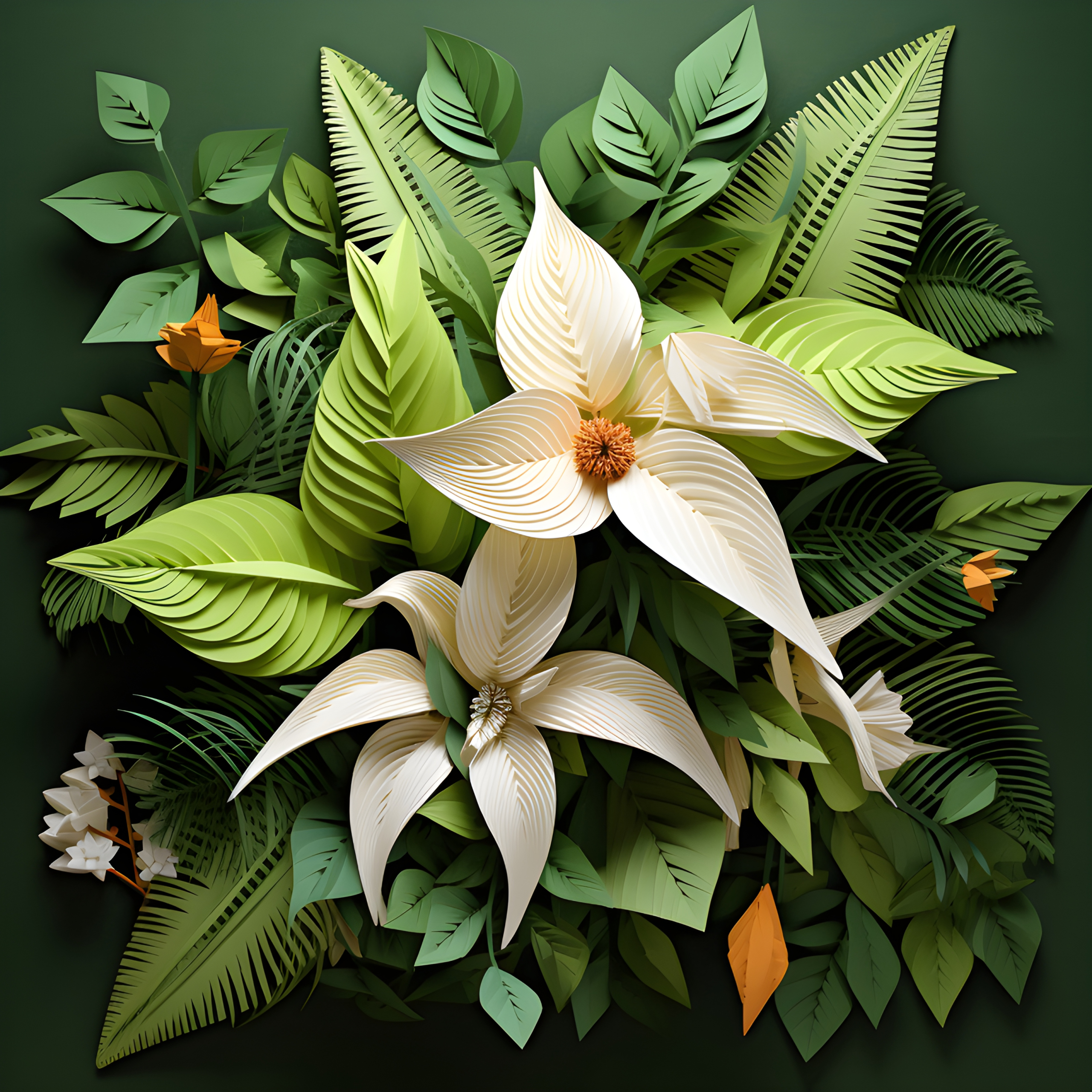 Flowers and leaves made from paper