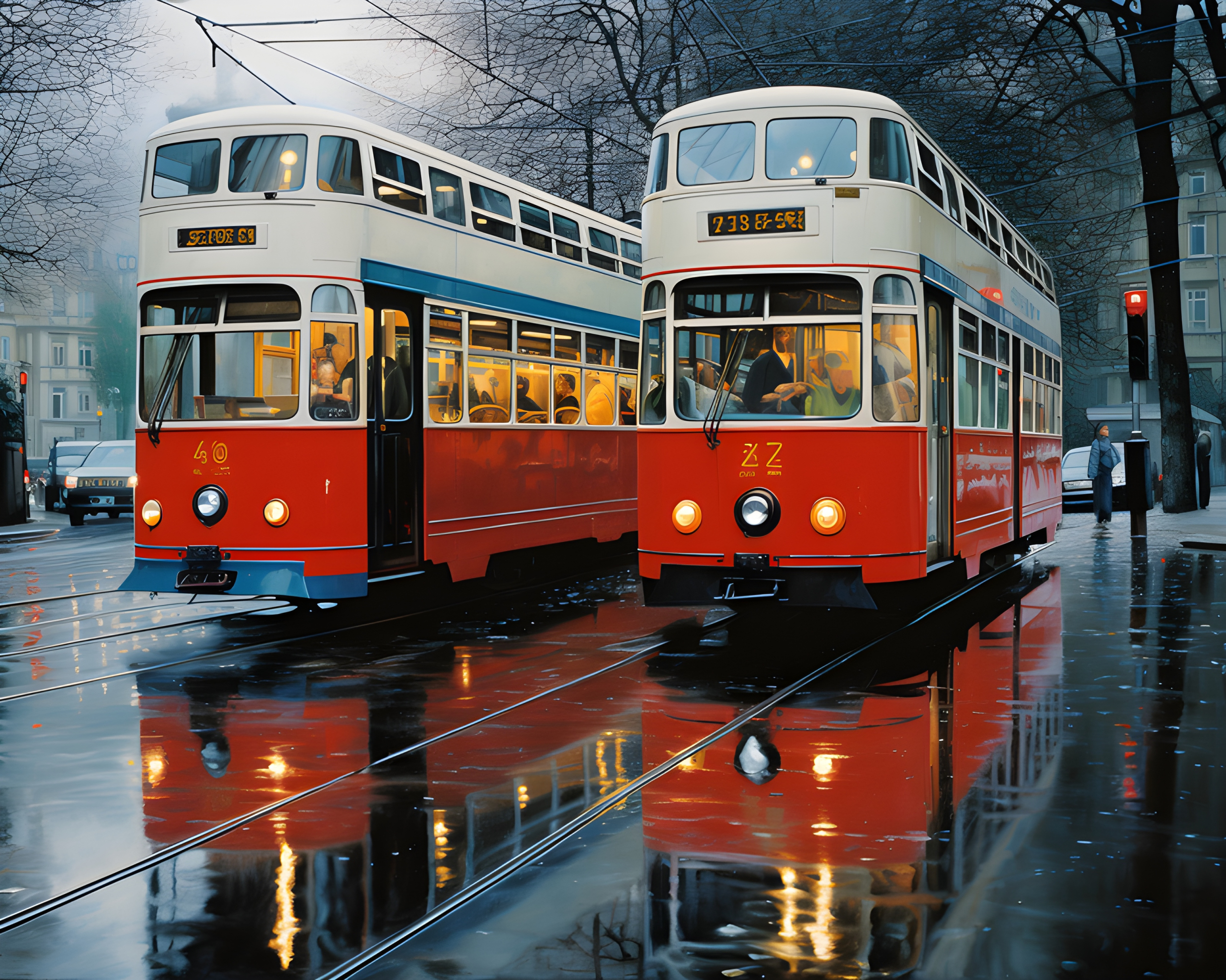 A double-decker tram